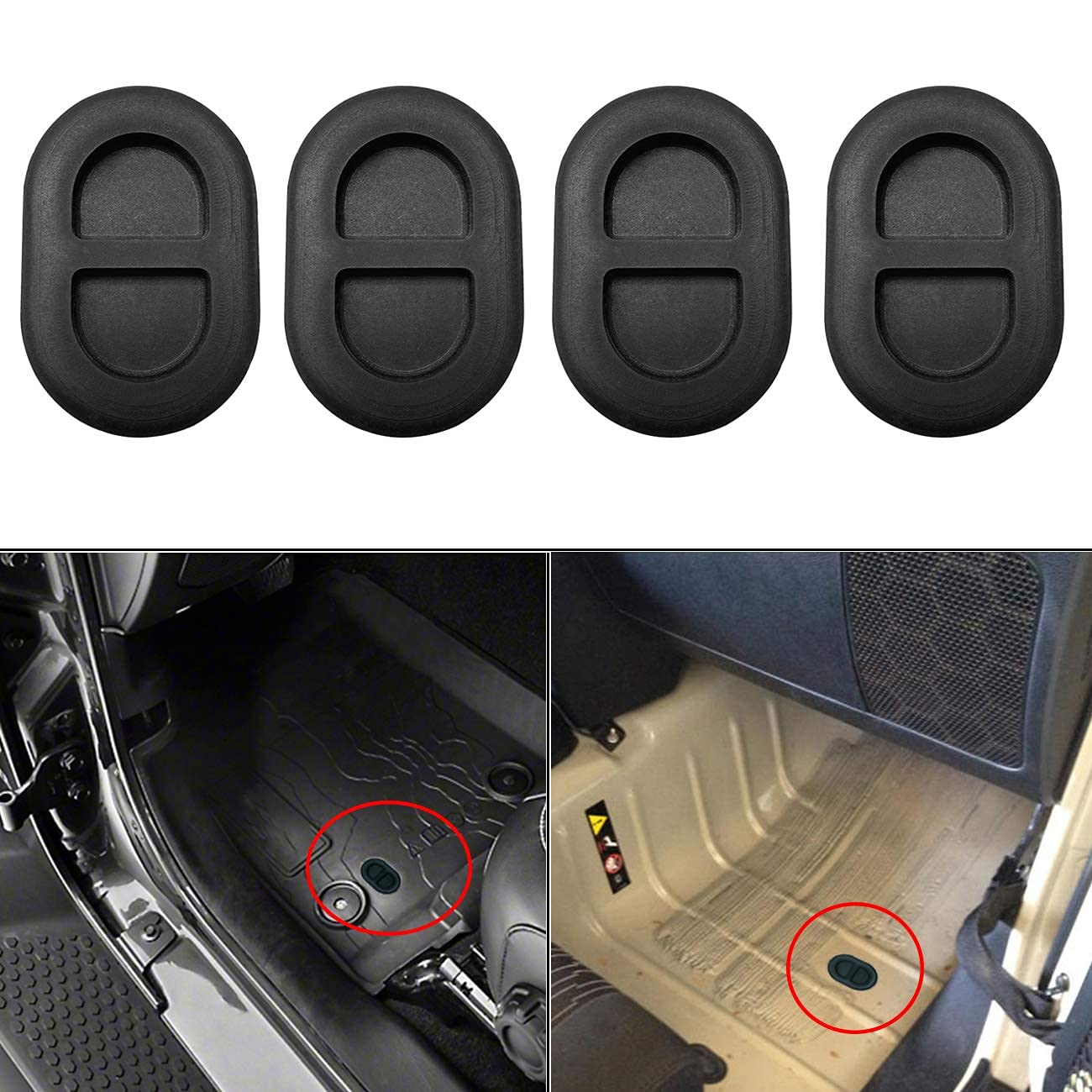 4Pcs Floor Drain Plugs For Jeep Wrangler,Floor Rubber Hole Cover For Jeep Wrangler Jk Jl 2014-2021 And For Gladiator Jt 2020
