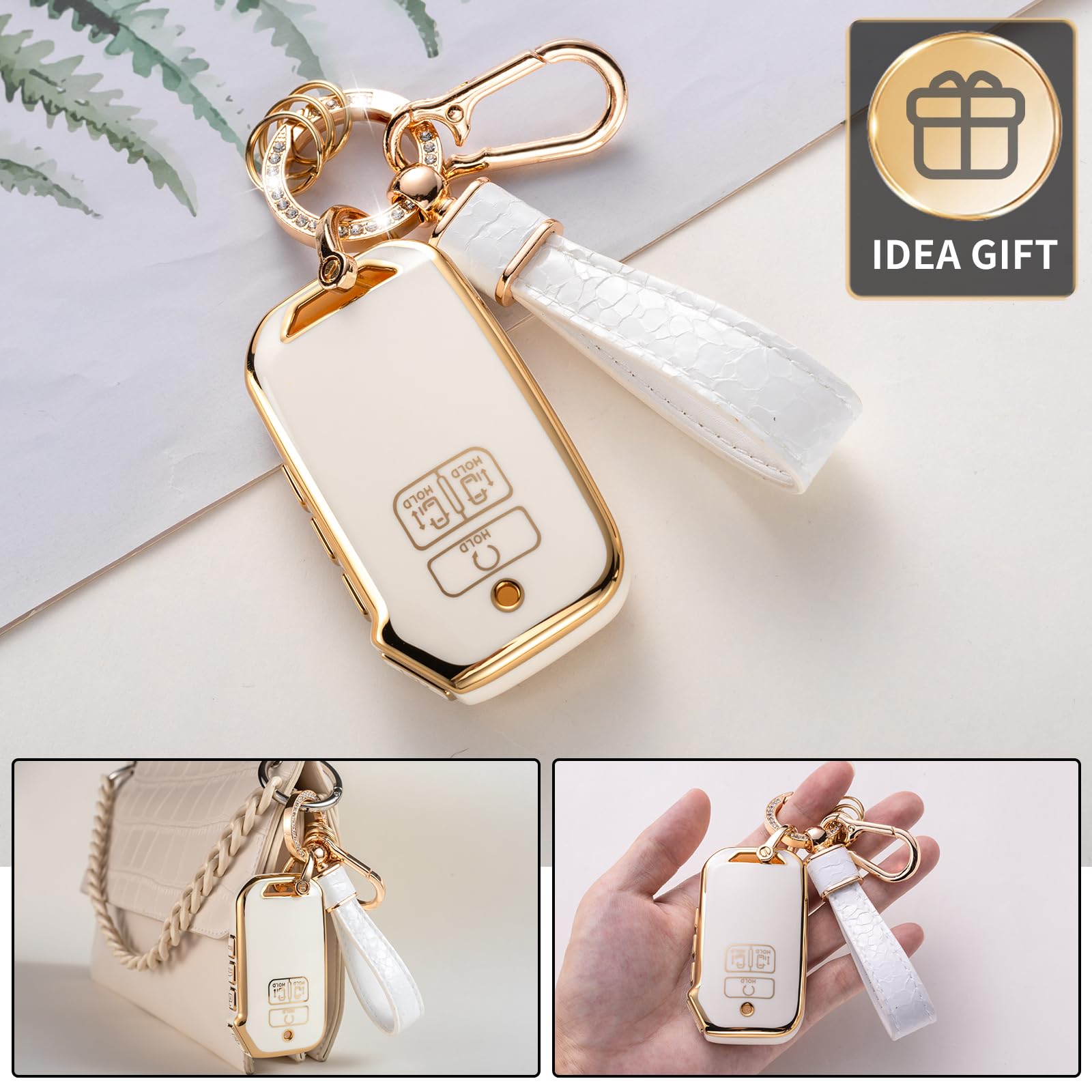 Cacarlike For Kia Key Fob Cover With Kia Keychain, Car Key Fob Case Compatible With Kia Carnival Cadenza 6/7 Buttons Ka4 Ex Sx L