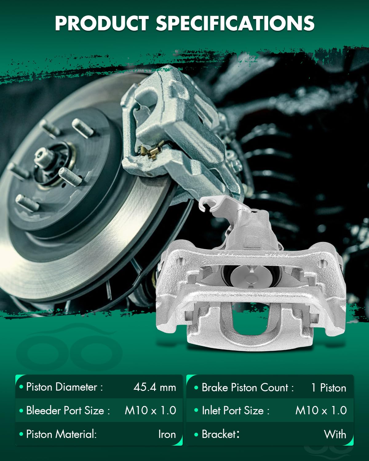 Scitoo Rear Right Brake Caliper With Bracket 18B5398 Compatible For Chrysler Town & Country 2012-2016, For Dodge Grand Caravan 2