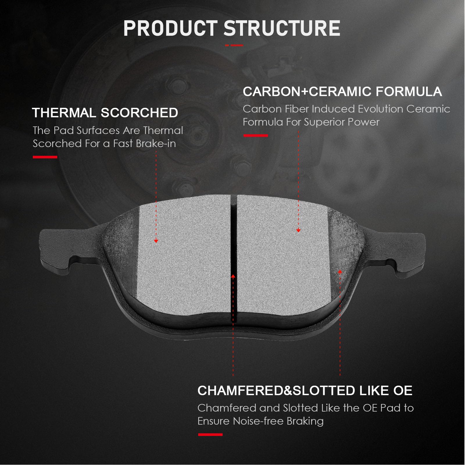 Cciyu D1044 Front Ceramic Disc Brake Pads Kit For Ford C-Max Ecosport Escape Focus Transit Connect For Mazda 3 3 Sport 5 For Vol
