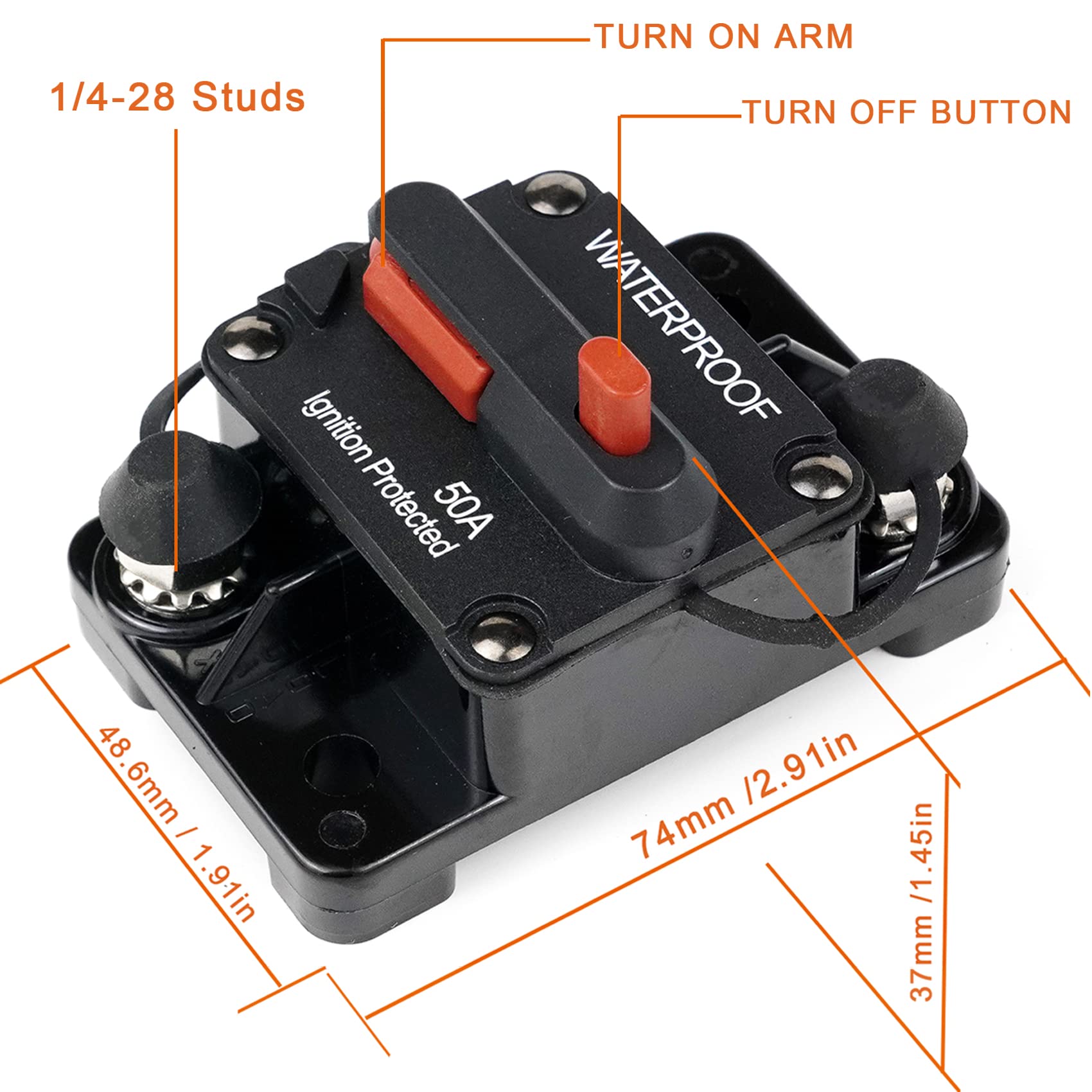 Stetion 100 Amp Circuit Breaker Trolling With Manual Reset Car Marine Trolling Motors Boat Atv Manual Power Protect For Audio System Fuse 12V-48Vdc Waterproof (100Amp)
