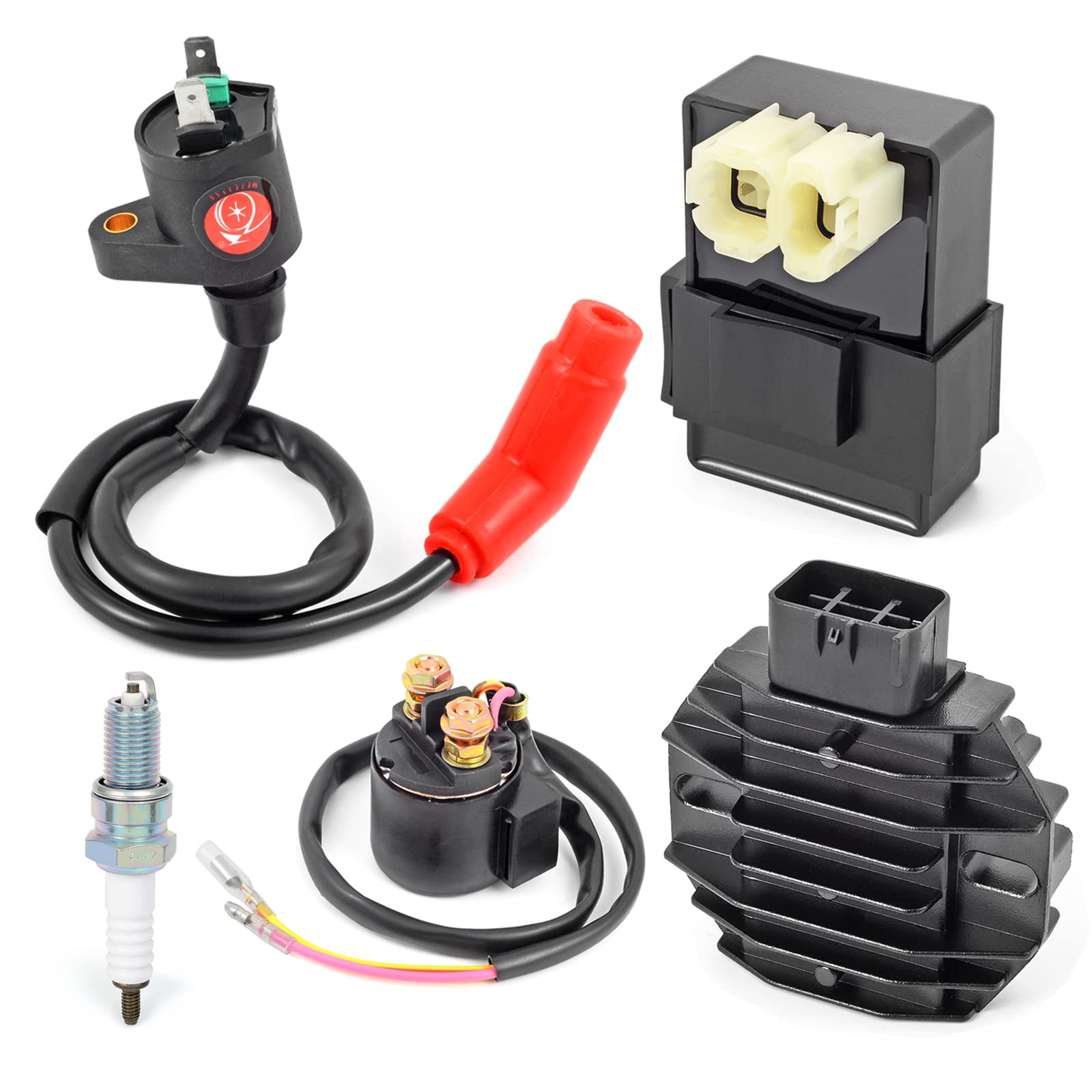MOTO1988 CDI Box Ignition Coil Voltage Regulator Relay Kit for Honda Recon 250 TRX250 1997-2004 & TRX250EX/TRX250X 2001-