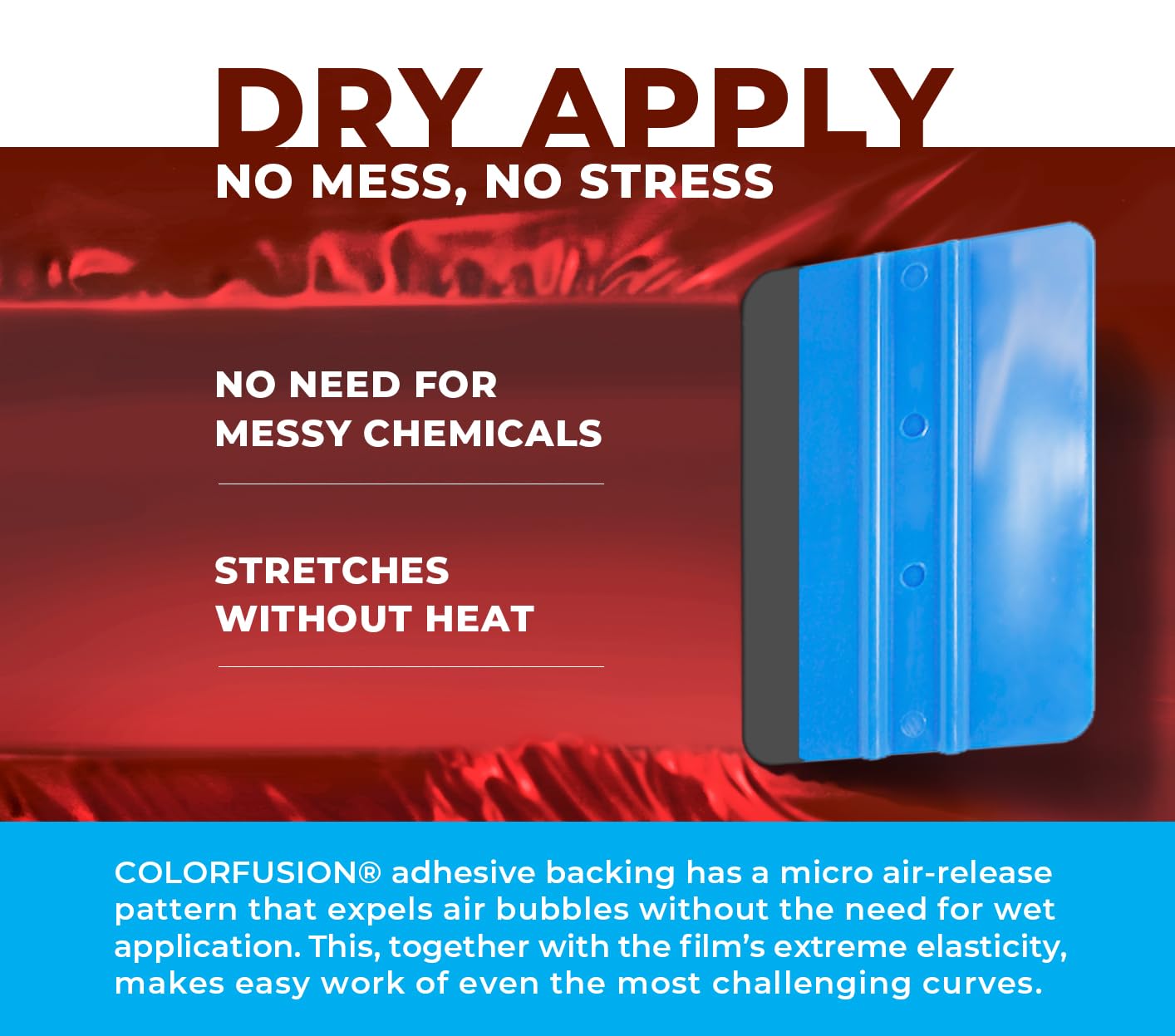 Colorfusion Ppf By Vvivid, Satin Chrome Red Dry Apply Ppf Vinyl Car Wrap Roll 10Ft X 5Ft