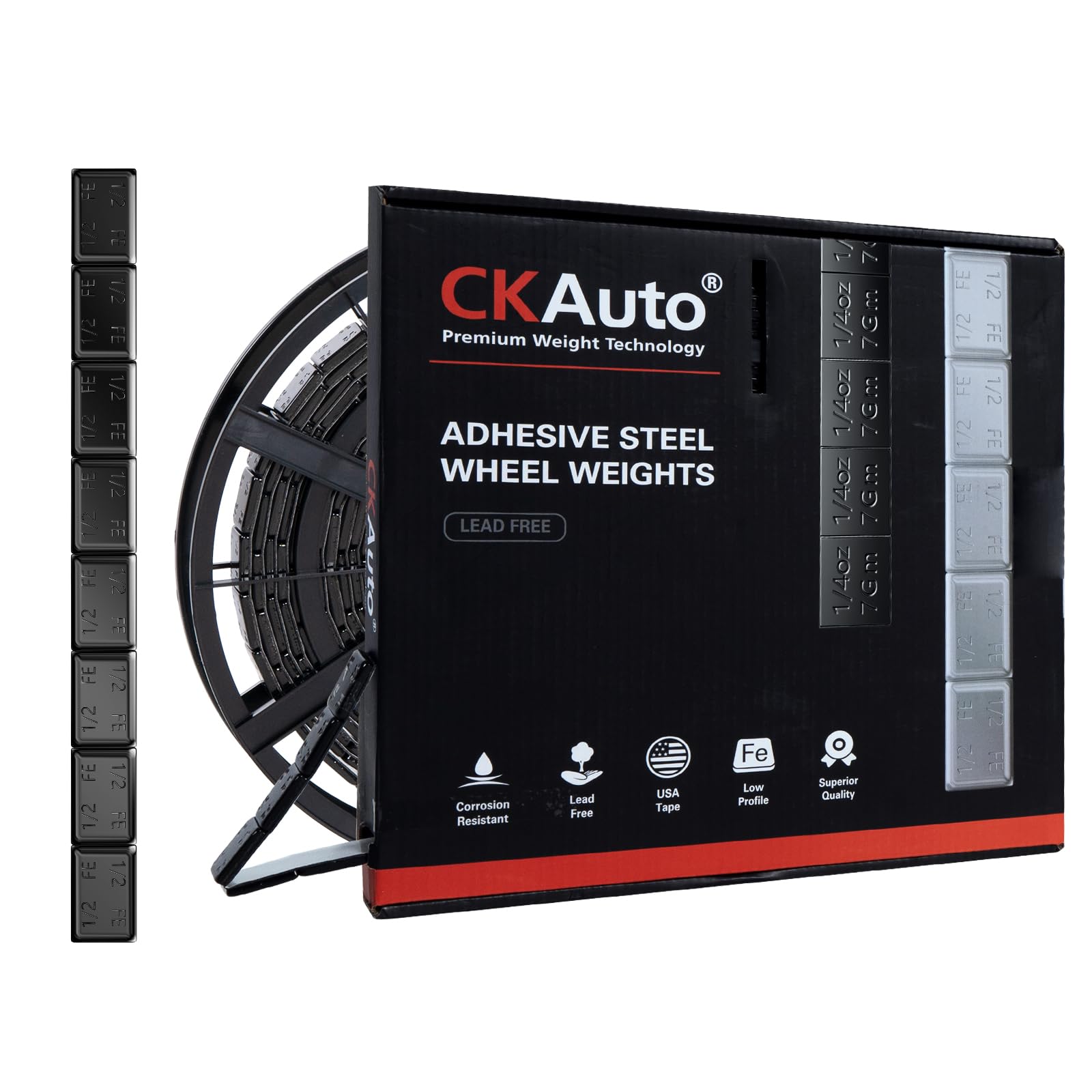 Ckauto 0.5Oz, Adhesive Stick On Roll Wheel Weights, Black, 4.2 Kgs/ 9.24 Lb/Roll, 300Pcs, Oe Quality