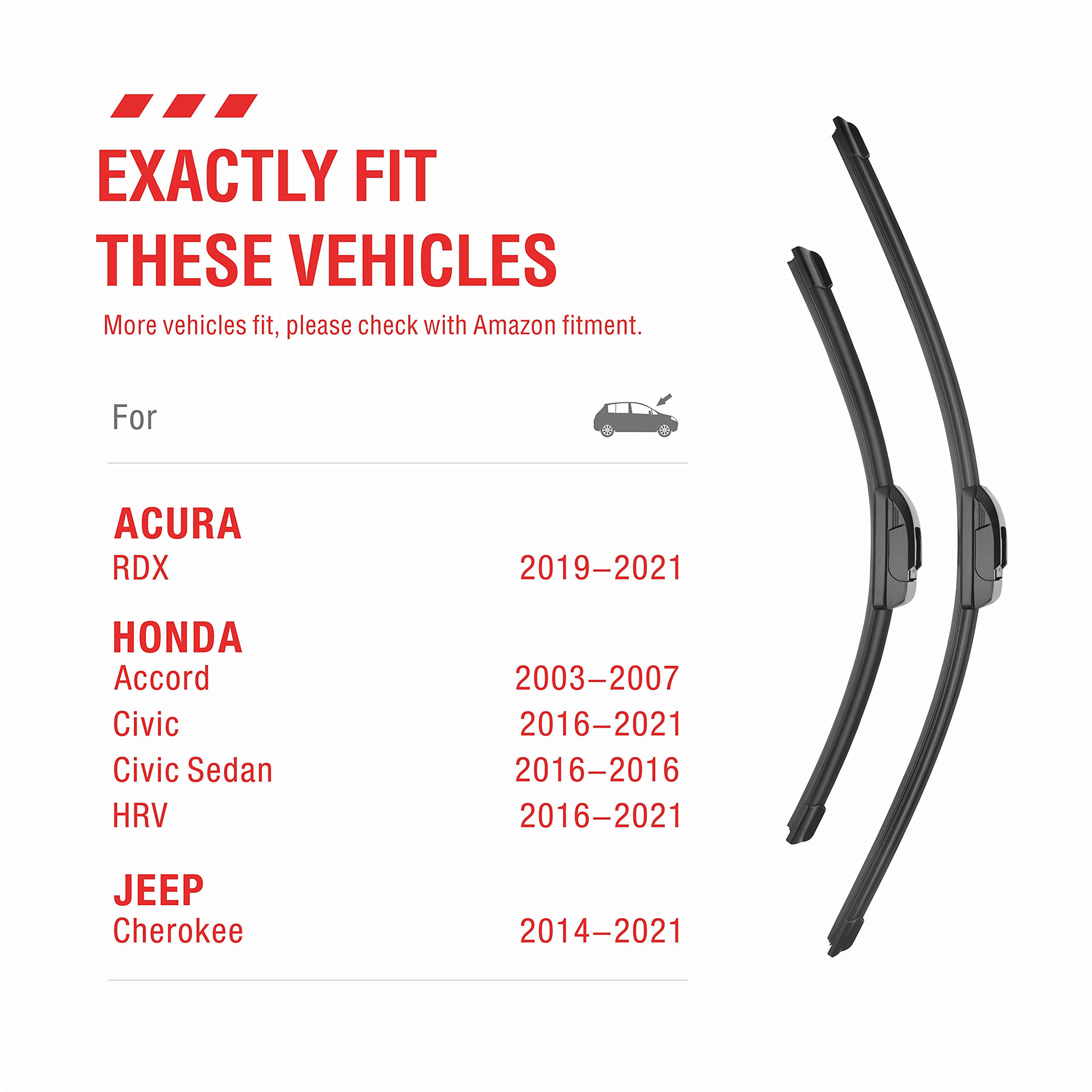 Oem Quality Performance Premium Beam Windshield Wiper Blades 26 And 18,All-Season Auto Replacement Wiper Blades,Fit Honda Accord