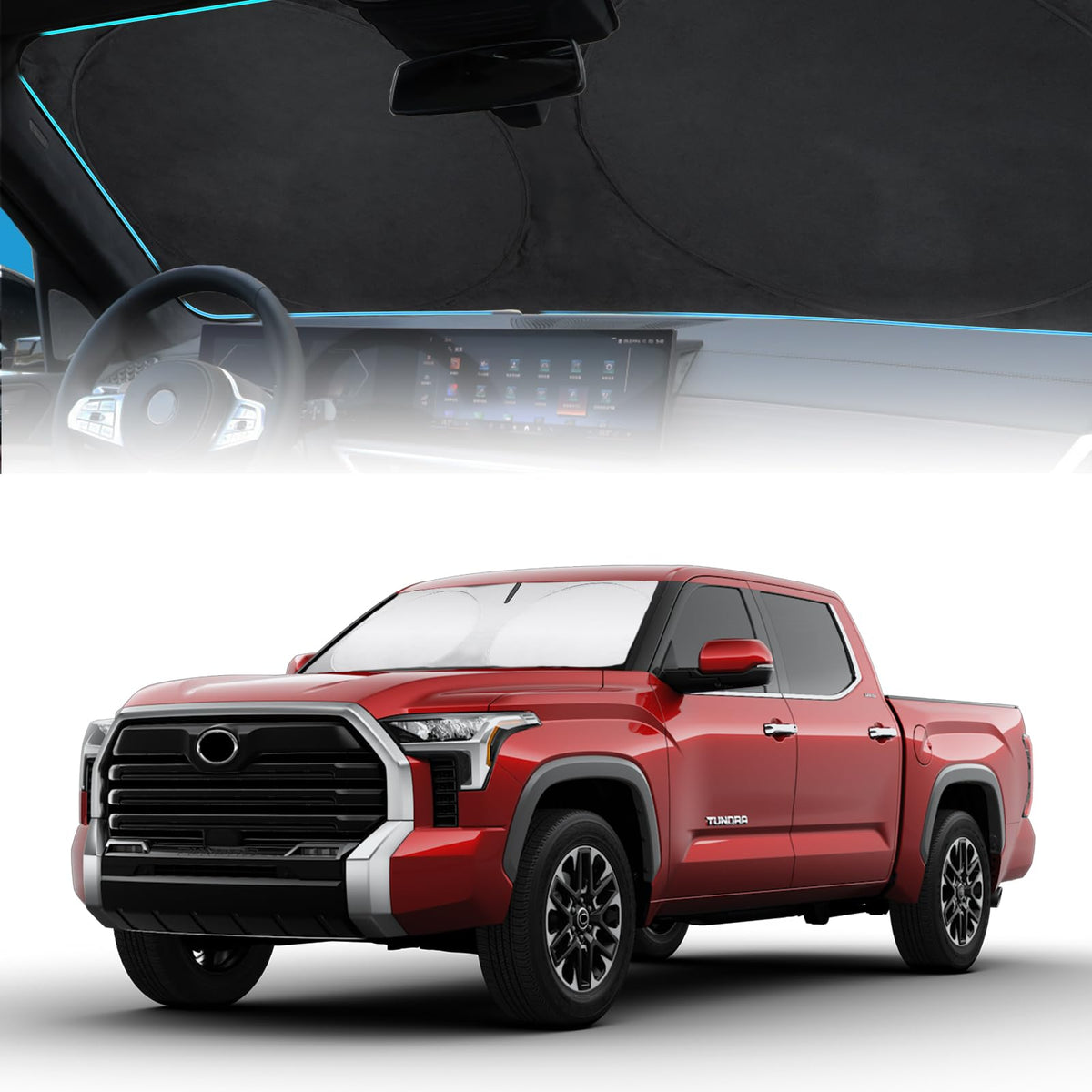 Insauto For Tundra 2020 Windshield Sunshade Car Window Sun Shade Custom Fit 2007-2021 Toyota Tundra Windshield Cover Limited Sr5