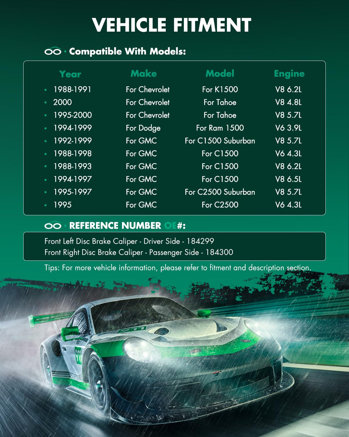 Scitoo 184299 184300 Front Left & Right Brake Calipers Without Bracket For Cadillac For Deville/For Escalade,For Chevy For C1500