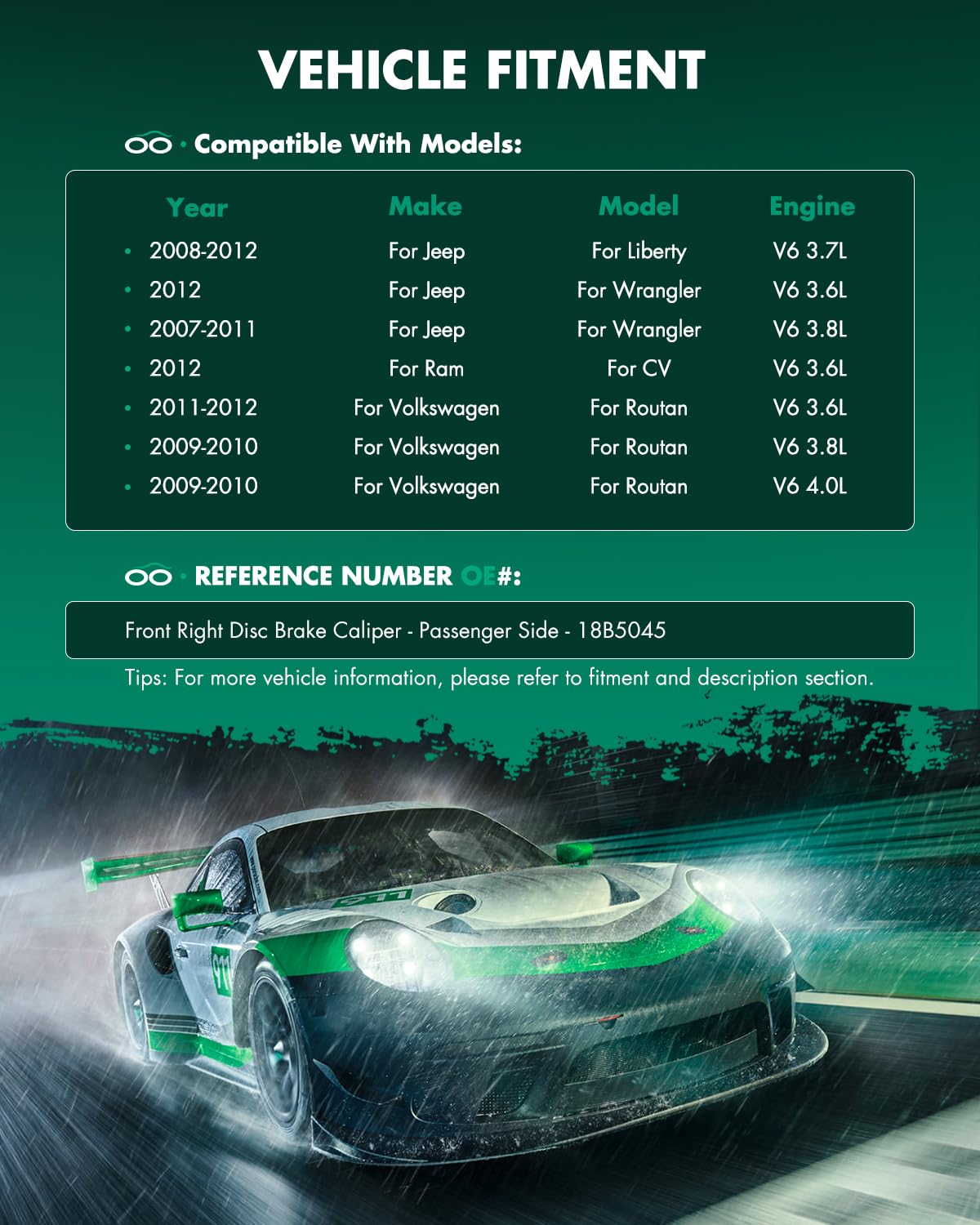 Scitoo Front Right Brake Caliper With Bracket 18B5045 Compatible For Chrysler 2008-2012 For Dodge 2007-2016 For Jeep 2007-2012 F