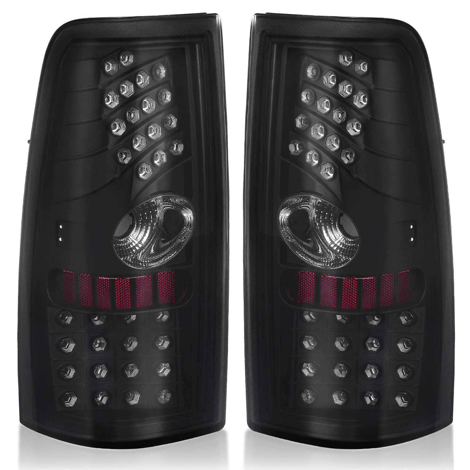 Autosaver88 Led Tail Light Assembly Compatible With 2003-2006 Chevy Silverado 1500/2500/3500 And 1999-2002 Gmc Sierra 1500/2500/3500 Black Housing And Smoke Lens (Fit Fleetside Models Only)