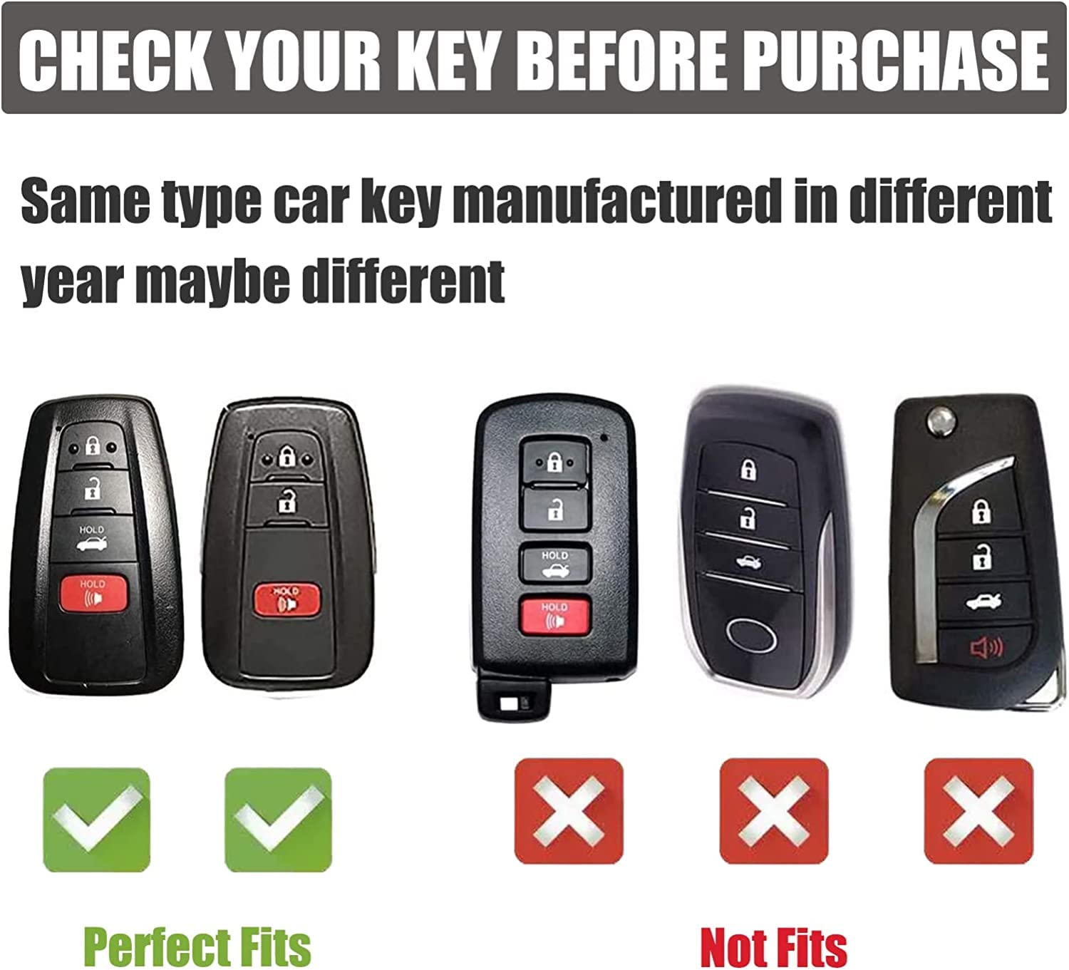 Gematay For Toyota Key Fob Cover With Lanyard, Car Key Case Protection For 2018-2022 Camry Rav4 Highlander Avalon C-Hr Prius Corolla Gt86 Smart Key Holder