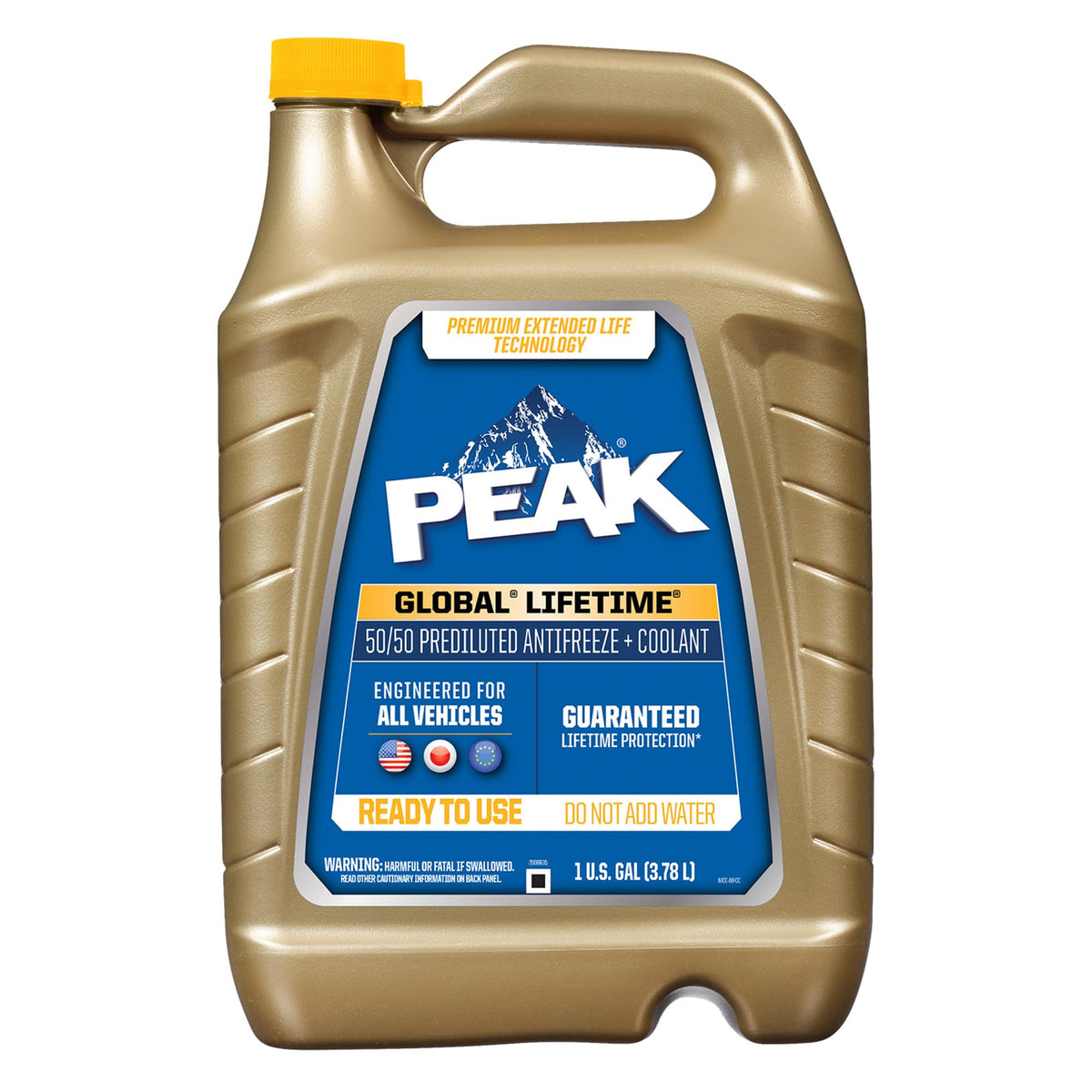Peak Global Lifetime 50/50 Prediluted Antifreeze And Coolant For All Vehicles, 1 Gal.