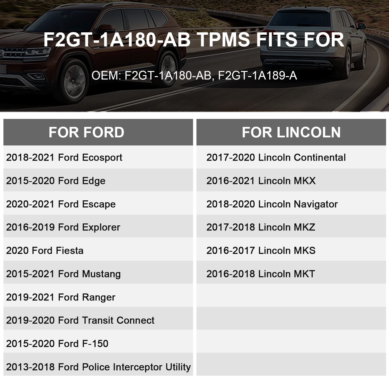GEARMEISTER TPMS Sensor, 315MHz Tire Pressure Monitor Sensors Fit for Ford F150 Ecosport Mustang Escape Explorer Fiesta Ranger,