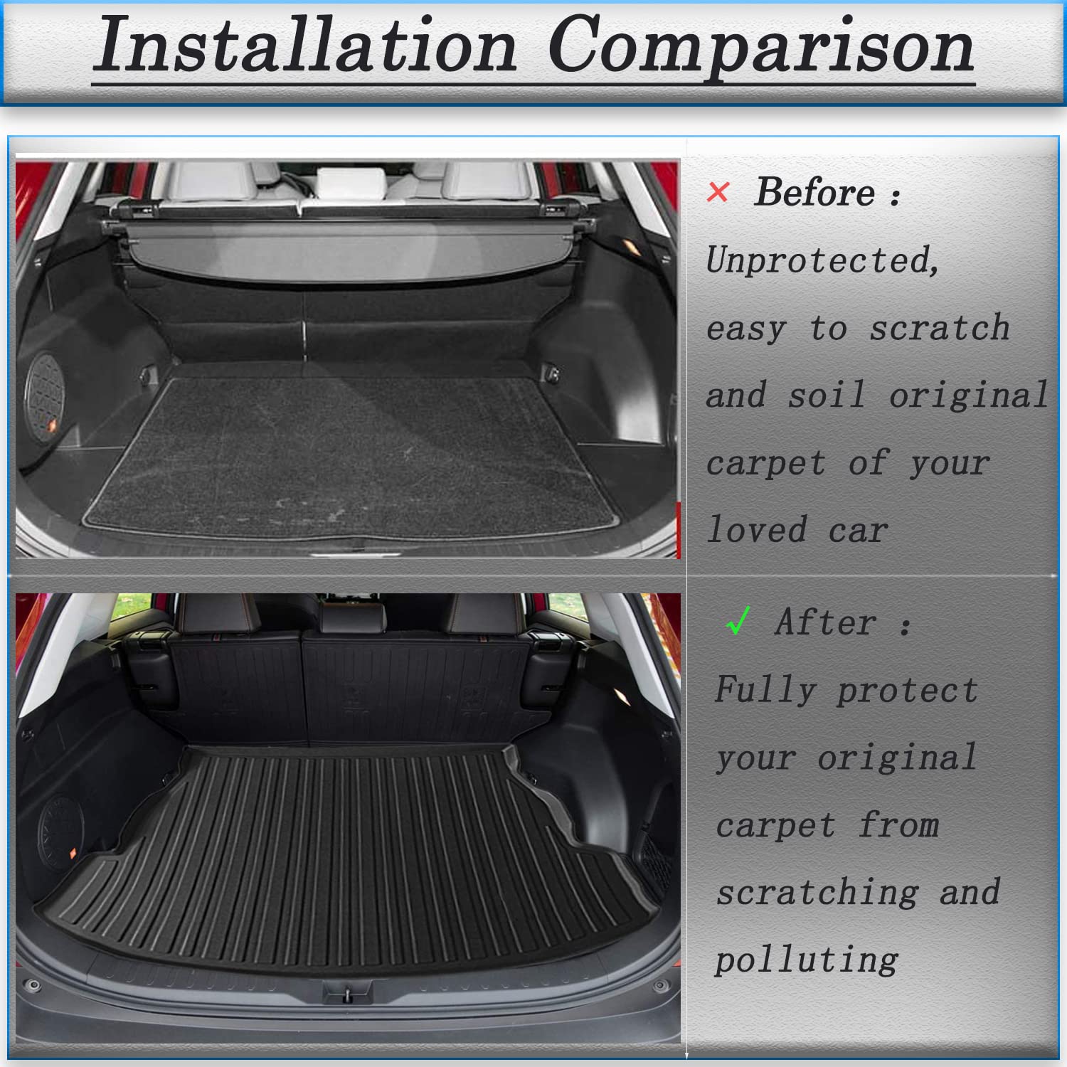 Escape Cargo Liners - All Weather Rear Trunk Tray Cargo Mats Protector Compatible With 2020 2021 2022 2023 2024 2025 Ford Escape(Not For Hybrid), 3D Waterproof Durable Odorless Flexible Accessories