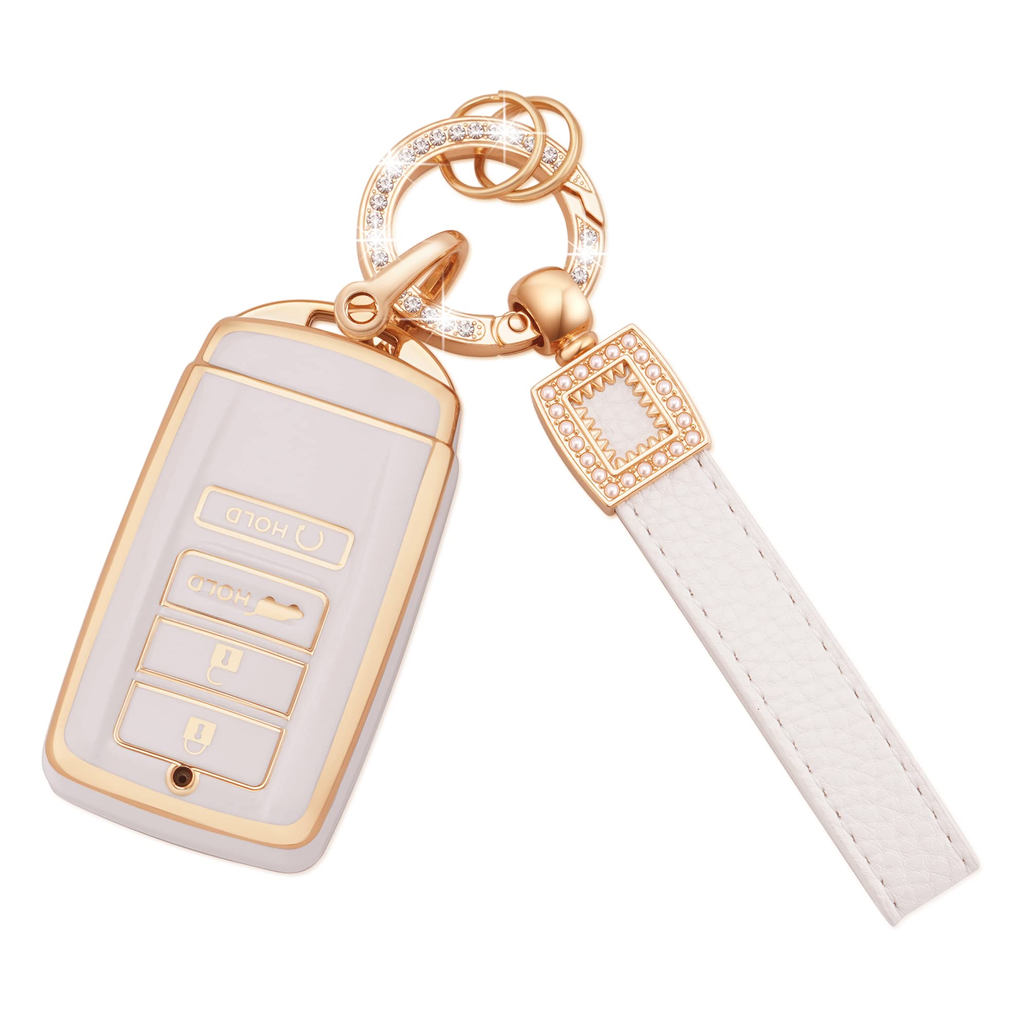 EKALA for Acura Key Fob Cover Case with Leather Keychain Lanyard, 4 Buttons Soft TPU Keys Shells Key Fob Holder Compatible with 