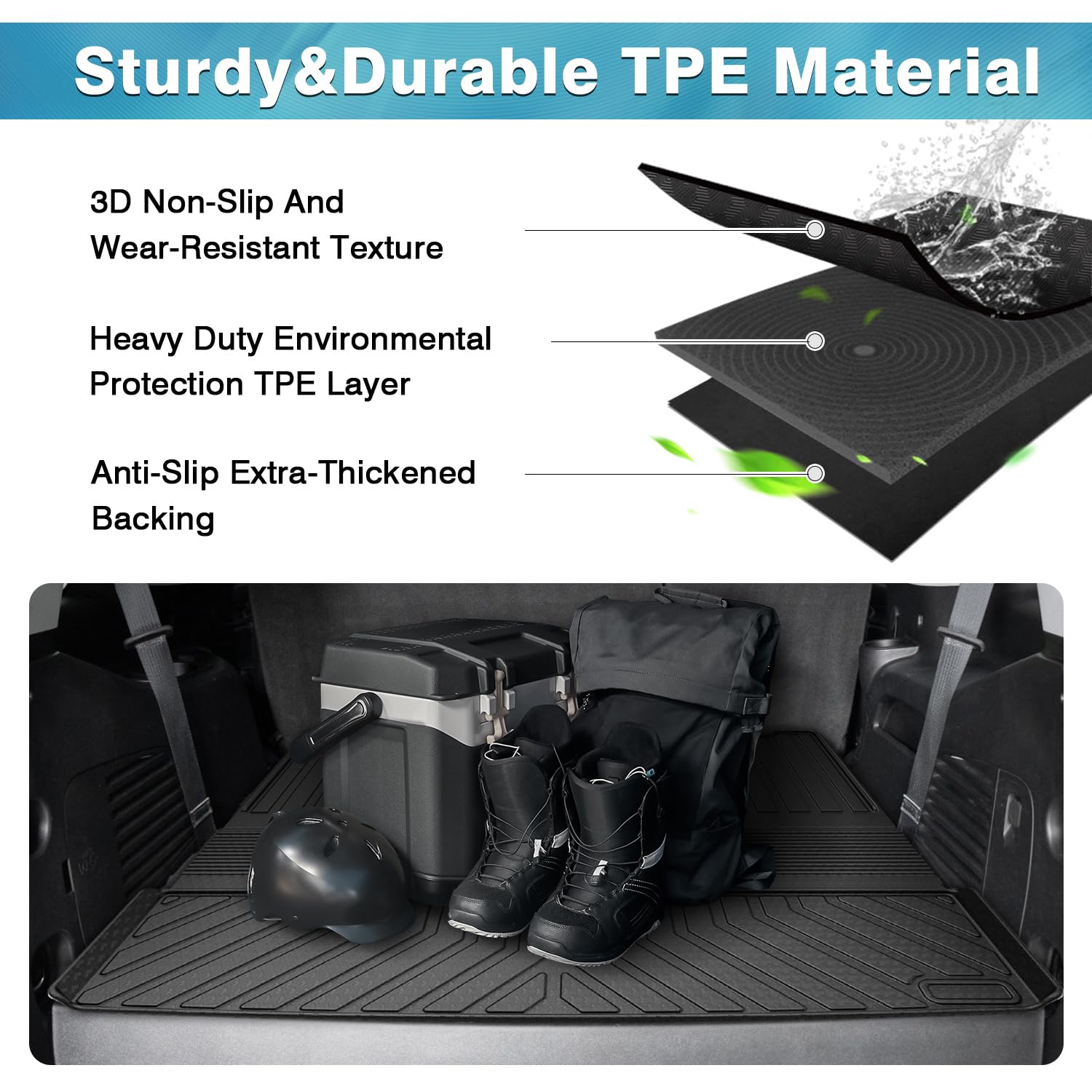 Mixsuper Cargo Liner for Tahoe 2015-2020, Trunk Mat for Tahoe Accessories All Weather Cargo Mat Rear Trunk Liner Black
