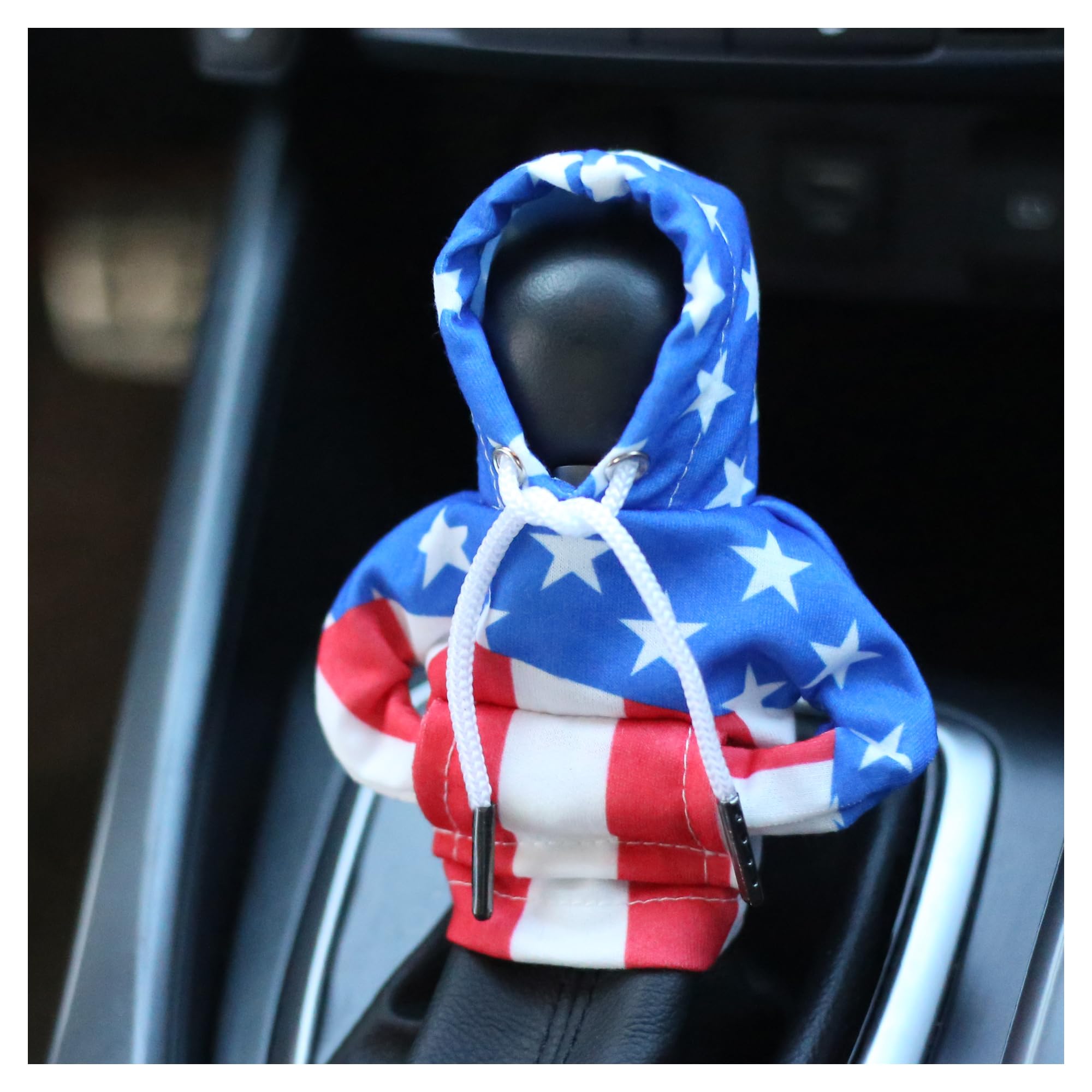 Stacool Car Gear Shift Cover with US Flag Design,Fashionable Gear Shift Hoodie for Shifter Knobs,Universal Car Interior Accessor