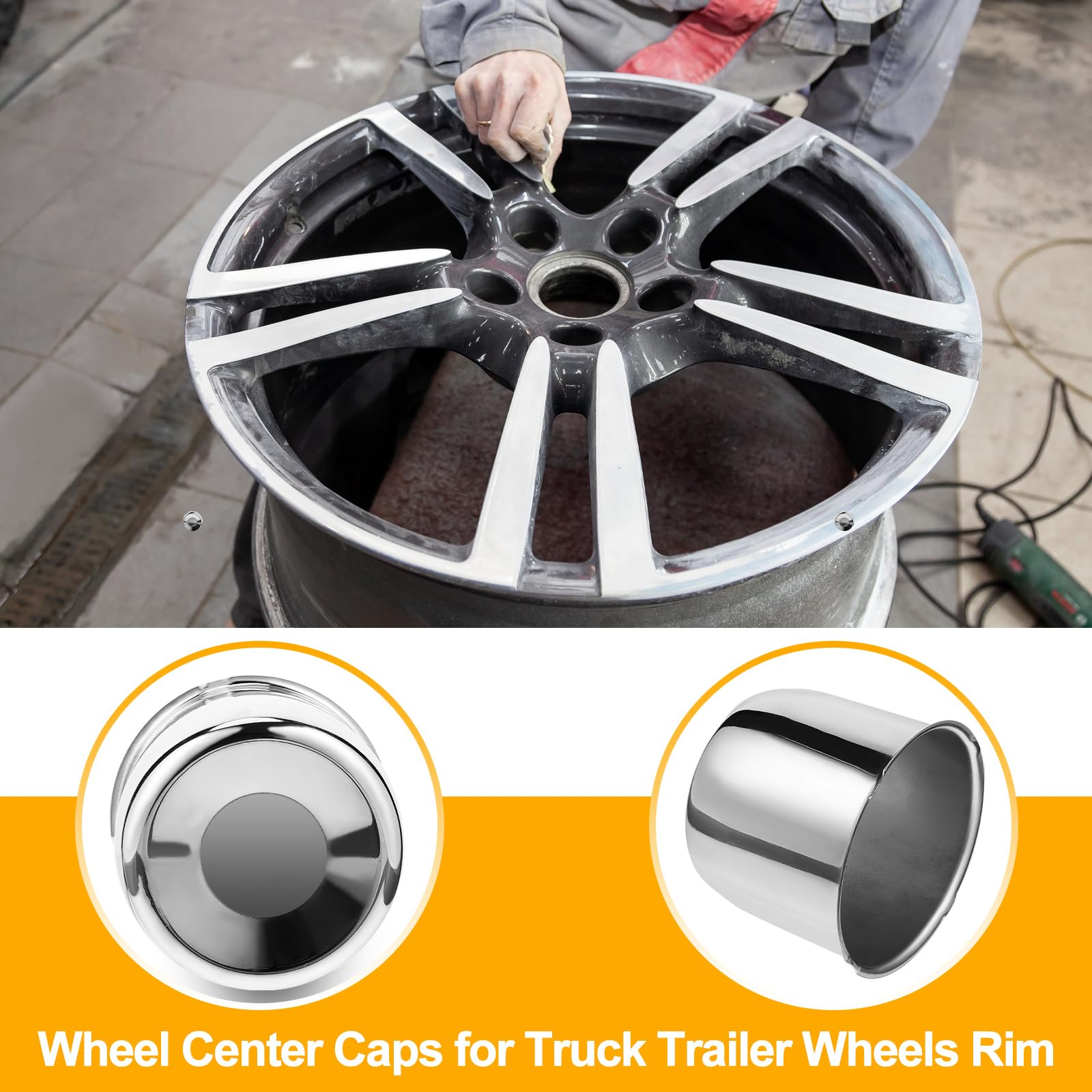 Tallew 4 Pcs Wheel Center Caps Push Through Car Trailer Center Caps Carbon Steel For Rims Truck Auto(Silver,Suits For 4.25 Inch)