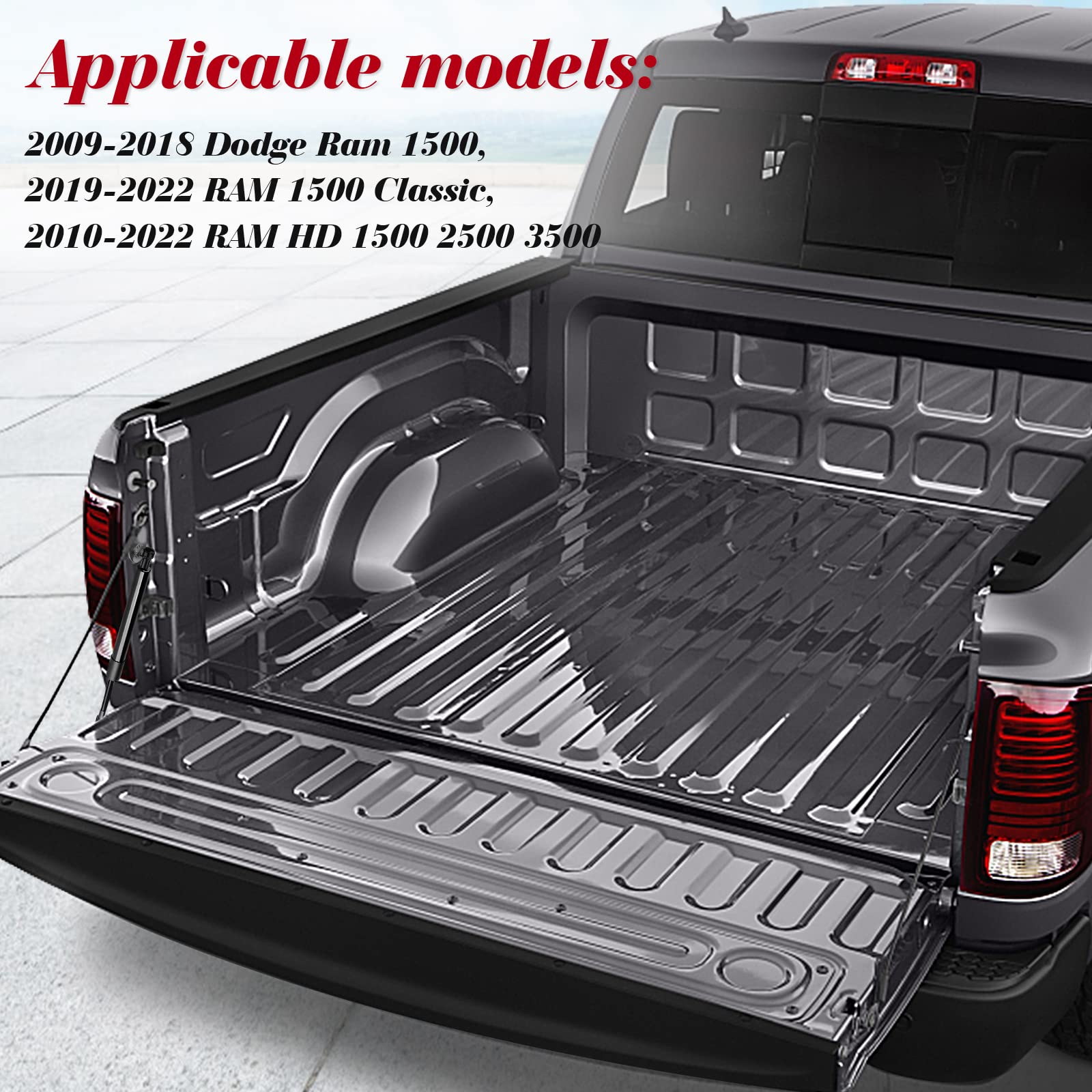 Tailgate Assist Shock Struts Damper Hydraulic Soft Open 43301 Fit For 2009-2018 Dodge Ram 1500, 2019-2022 Ram 1500 Classic, 2010-2022 Ram Hd 1500 2500 3500.