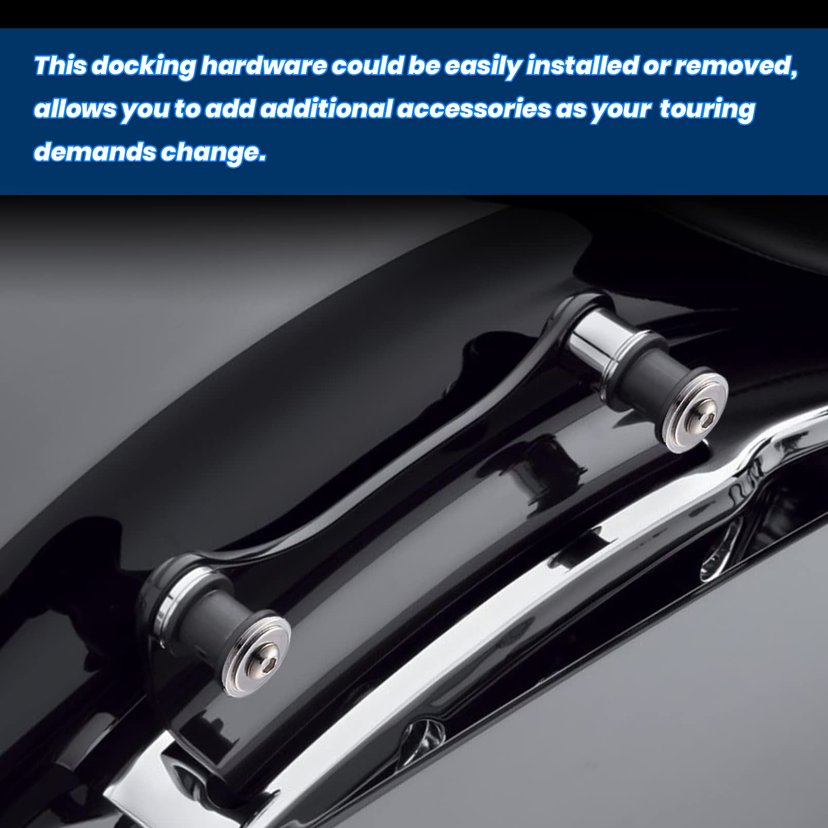 Benlari Gloss Black 4 Point Docking Hardware Kit 2014-2024 Compatible For Harley Davidson Touring Street Glide Road Glide Electr