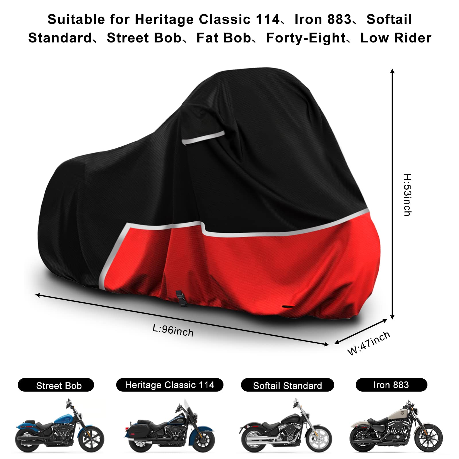 Waterproof Motorcycle Cover Replace For Harley Davidson Cruiser Models, 420D Oxford Cloth Softail, Dyna, Iron 883, Fat Boy 114,