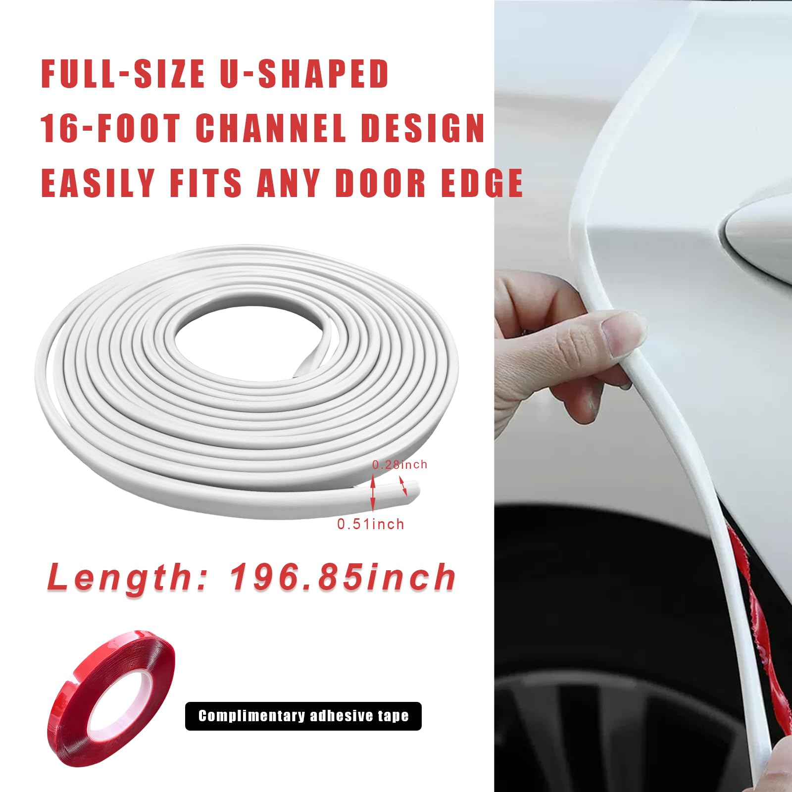 Ziciner Car Door Edge Guards, 16Ft (5M) Auto Edge Trim Rubber Seal Protector with U Shape, Automotive Anti-Collision Door Entry