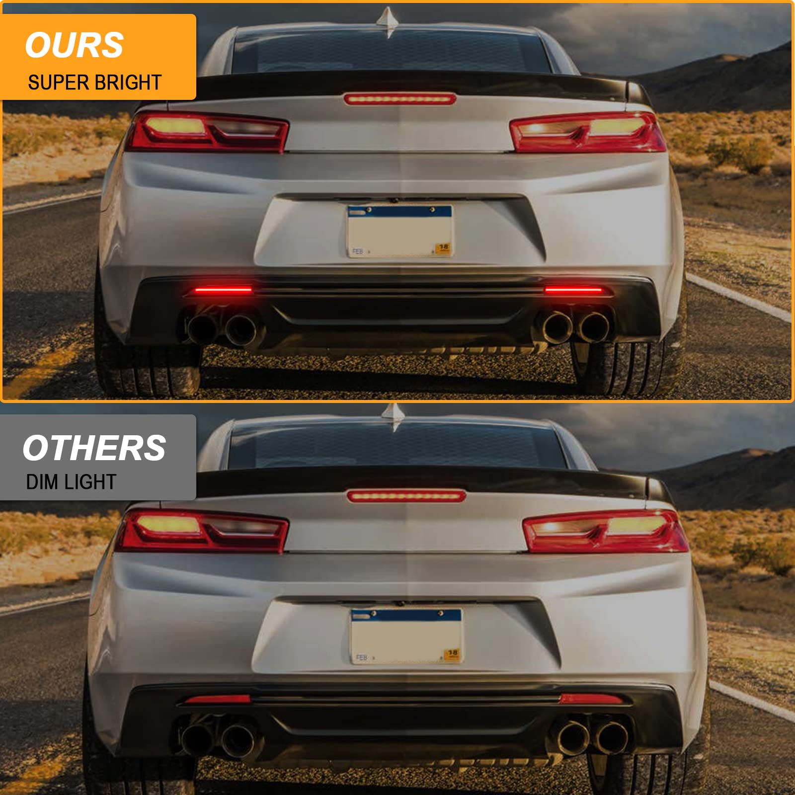 R&F Auto LED Rear Bumper Reflector Light Compatible with C'hevy Camaro 2016-2022, Traverse 2013-2017, Replacement for C'adillac