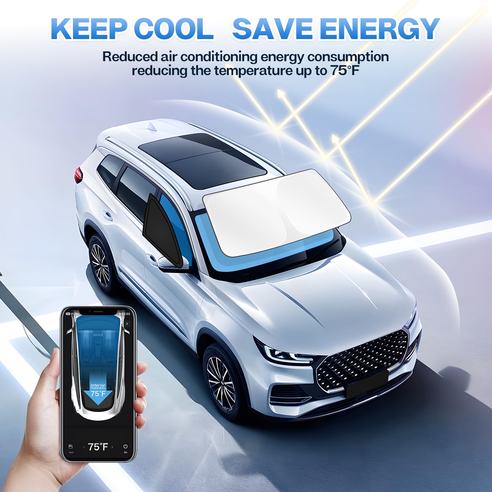 T TGBROS Sun Shade for Ford Transit 2015-2025 Windshield Front Side Window Sun Shade Car Window Shades Privacy for Transit Van M