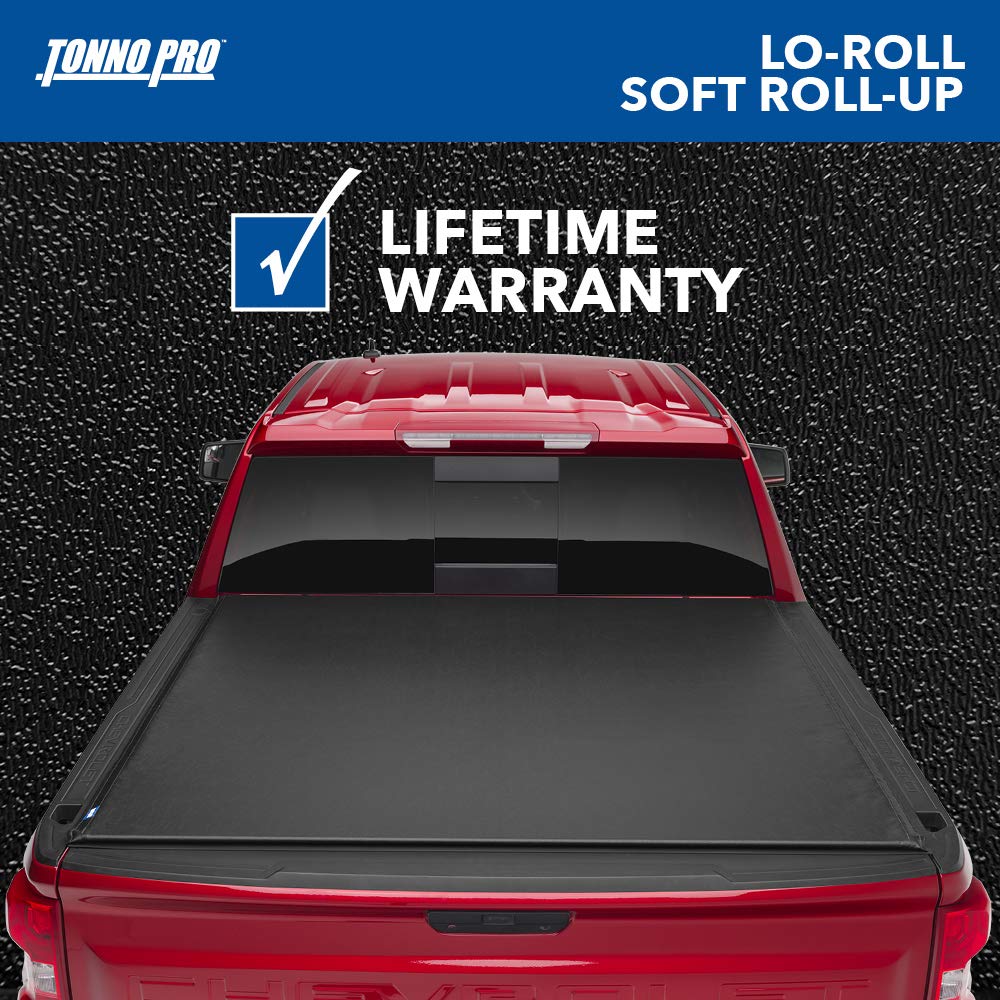 Tonno Pro Lo Roll, Soft Roll-Up Truck Bed Tonneau Cover | Lr-2020 | Fits 2009 - 2018, 2019 - 2020 Classic Dodge Ram 1500/2500/3500 5' 7' Bed (67.4'), Black