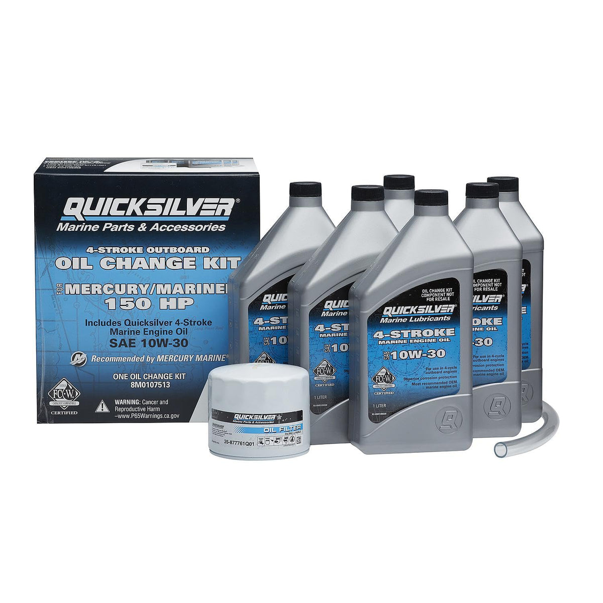 Quicksilver 10W-30 Oil Change Kit for 4-stroke 150hp Mercury and Mariner outboards