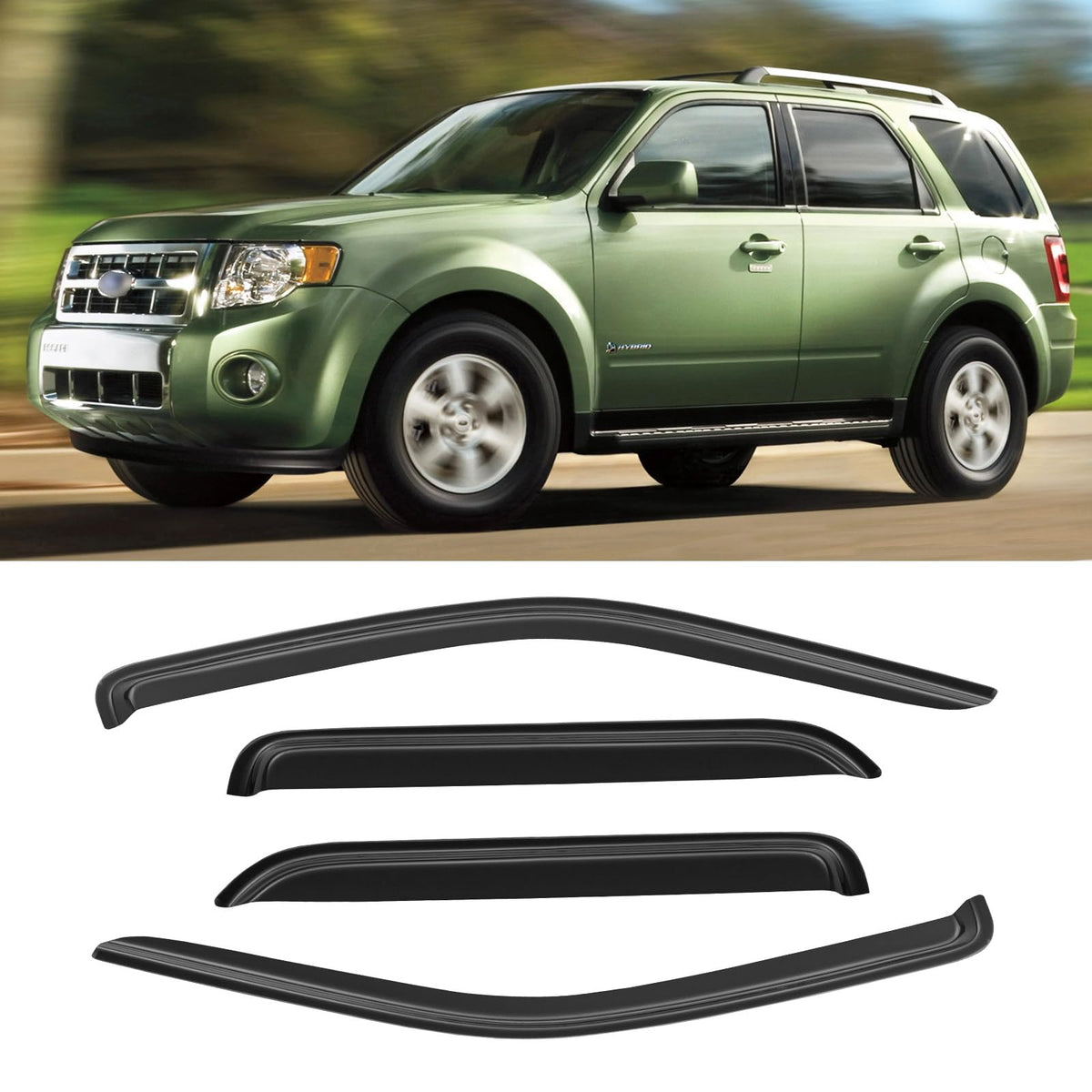 Window Rain Guards For 2001-2012 Ford Escape & 2008-2012 Mazda Tribute, Window Visor Vent Wind Shade Deflector Shield Protector