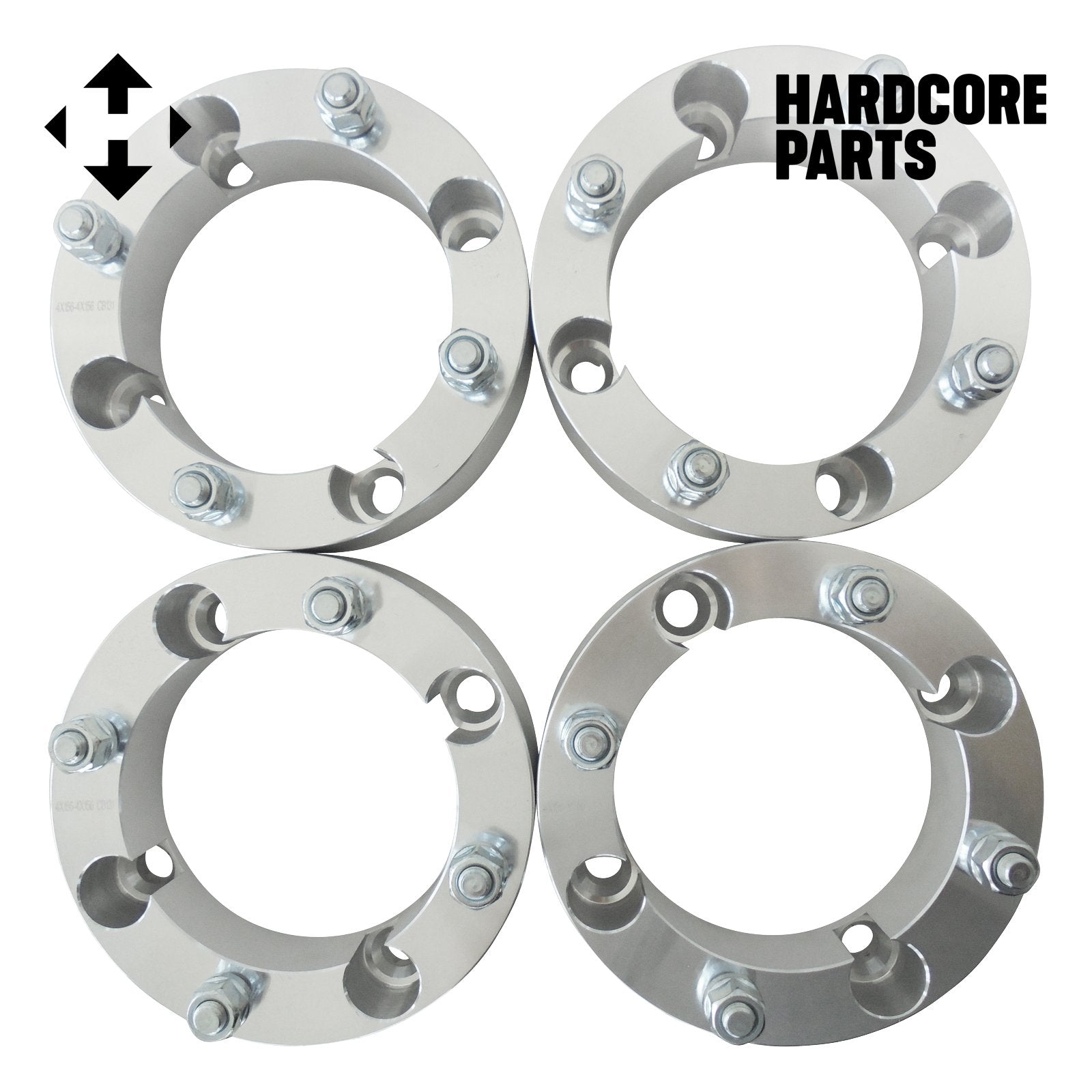 Hardcore Parts 4Pc Atv 4X156 Wheel Spacers 2 With 12X1.5 (M12) Threads - Fits Polaris Ranger Rzr Xp 1000 Trail 900 Xc High Performance S Ranger Ace