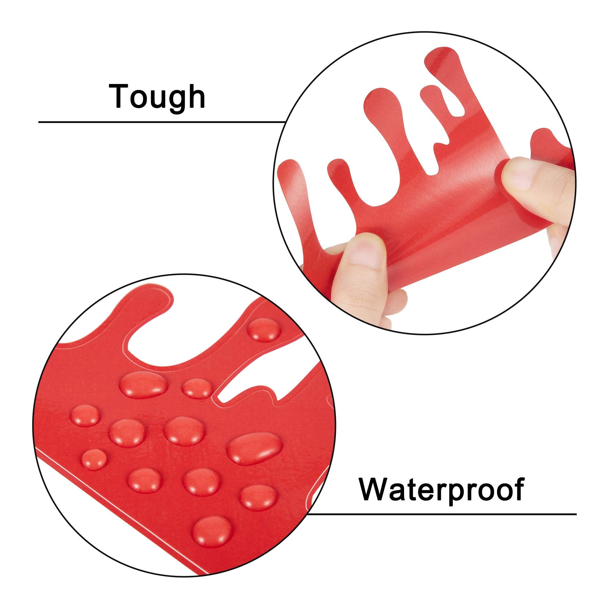 Tomall 2 Sheets (14Pcs) Red Blood Stickers For Car Funny Halloween Theme Bleeding Decals For Car Self-Adhesive Stickers For Car