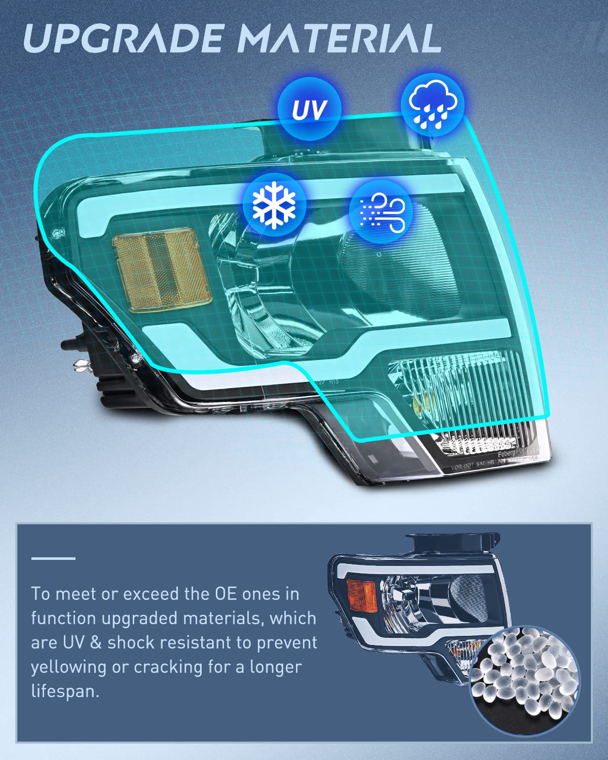 Nilight Headlights Assembly For Ford F150 F-150 2009 2010 2011 2012 2013 2014,Led Drl Headlamp,Black Housing