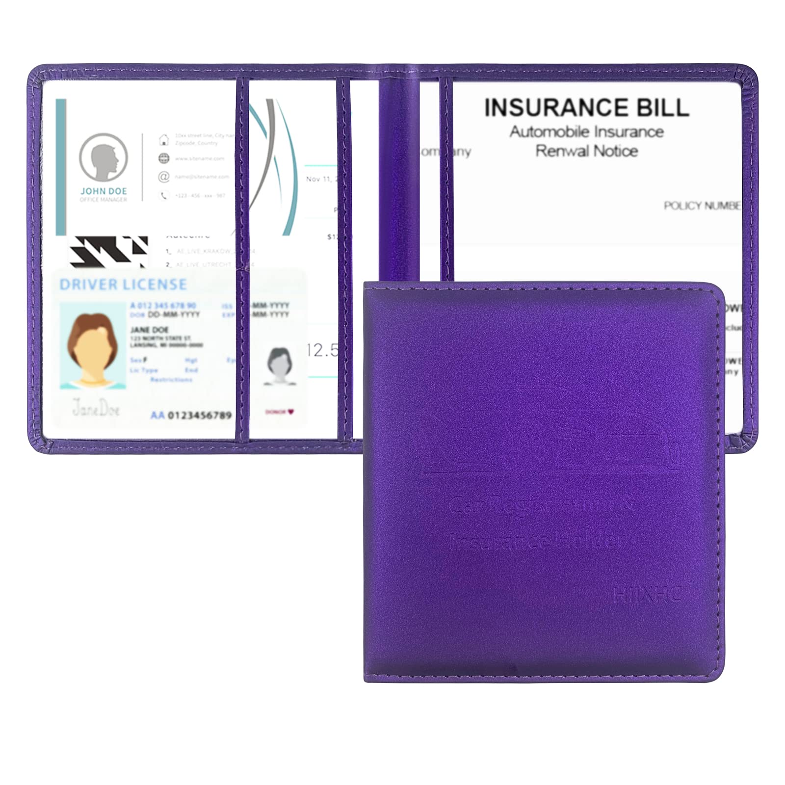 Car Registration And Insurance Holder, 5.5 X 5 Inch Pu Leather Vehicle Glove Box Organizer Wallet Case Organizer For Insurance C