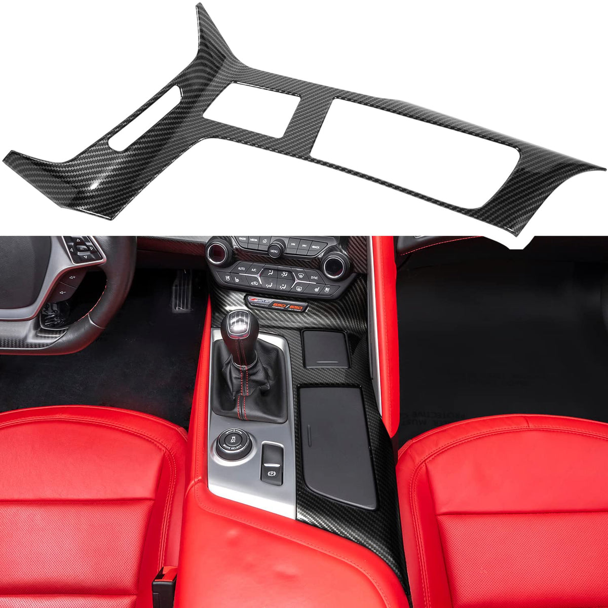 Carbon Fiber Look Control Gears Panel Protective Cover For Chevrolet Corvette C7 Z06 Z51 Zr1 Stingray Grand Sport 2014 2015 2016