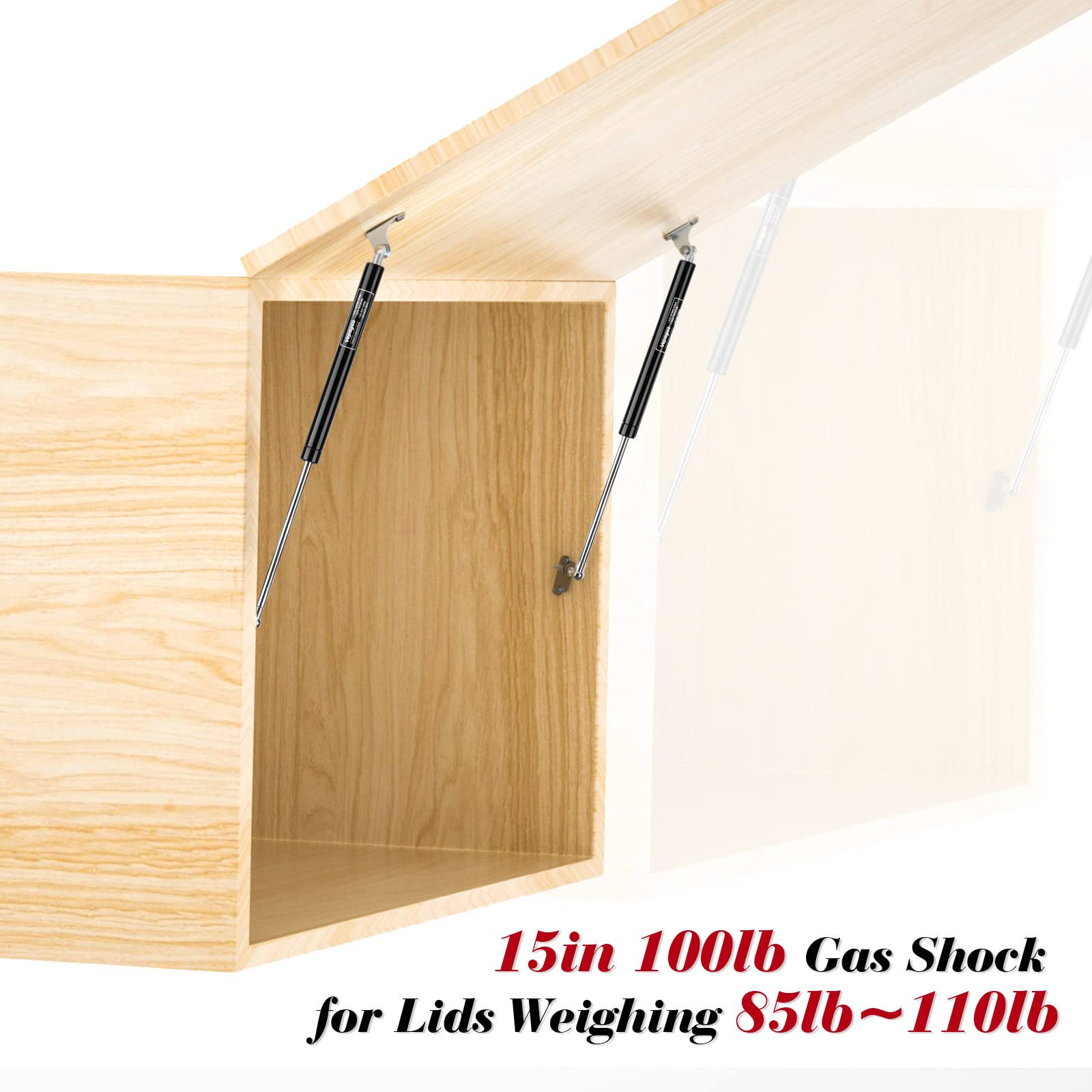 15 Inch 100Lb/445N Per Gas Shock Strut Spring For Tool Box Outdoor Cabinets Boat Bed Cover Door Lids And Other Custom Heavy Duty Project, A Set Of 2 With L Mounts Vepagoo