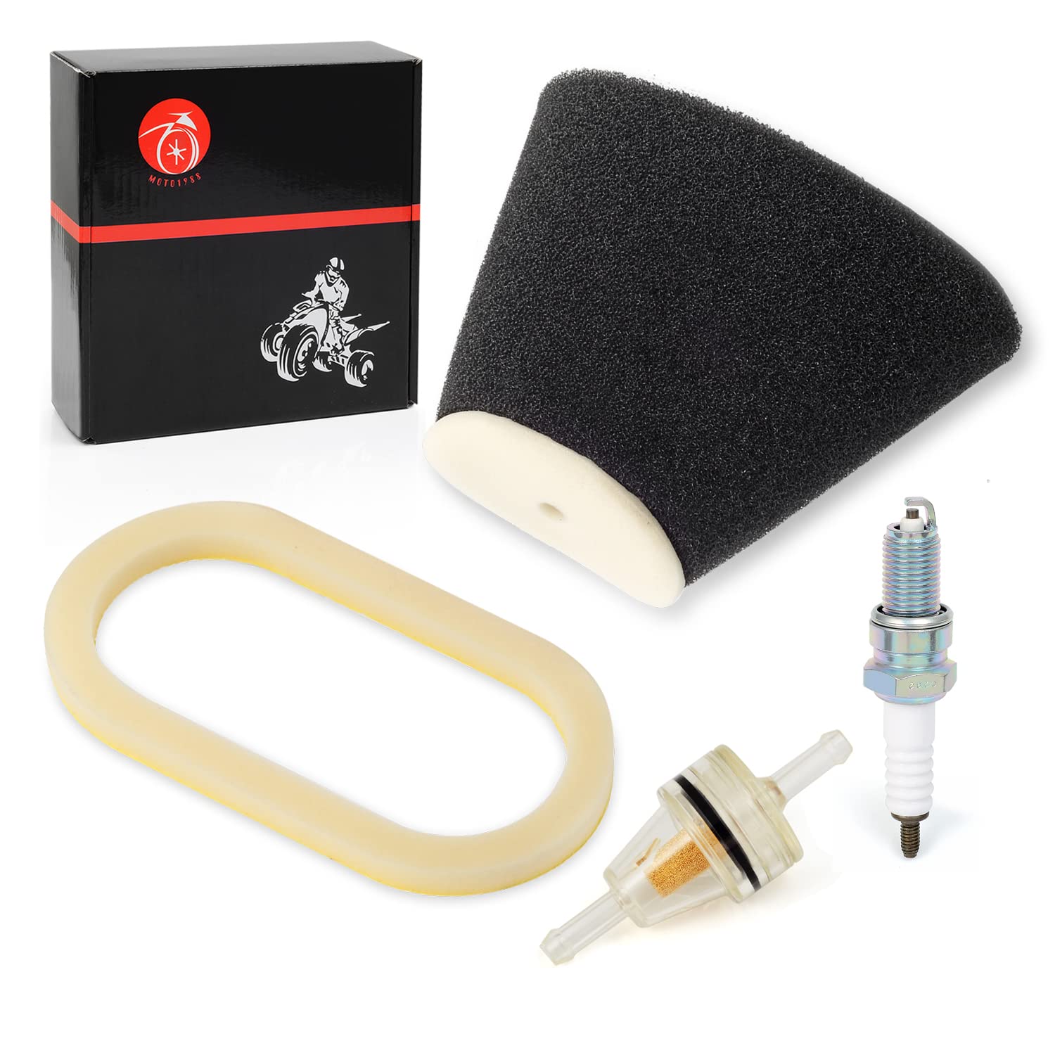 Air Filter Foam & Spark Plug Compatible With Yamaha Raptor 660R 660 R Yfm660R 2001 2002 2003 2004 2005 5Lp-14451-01-00