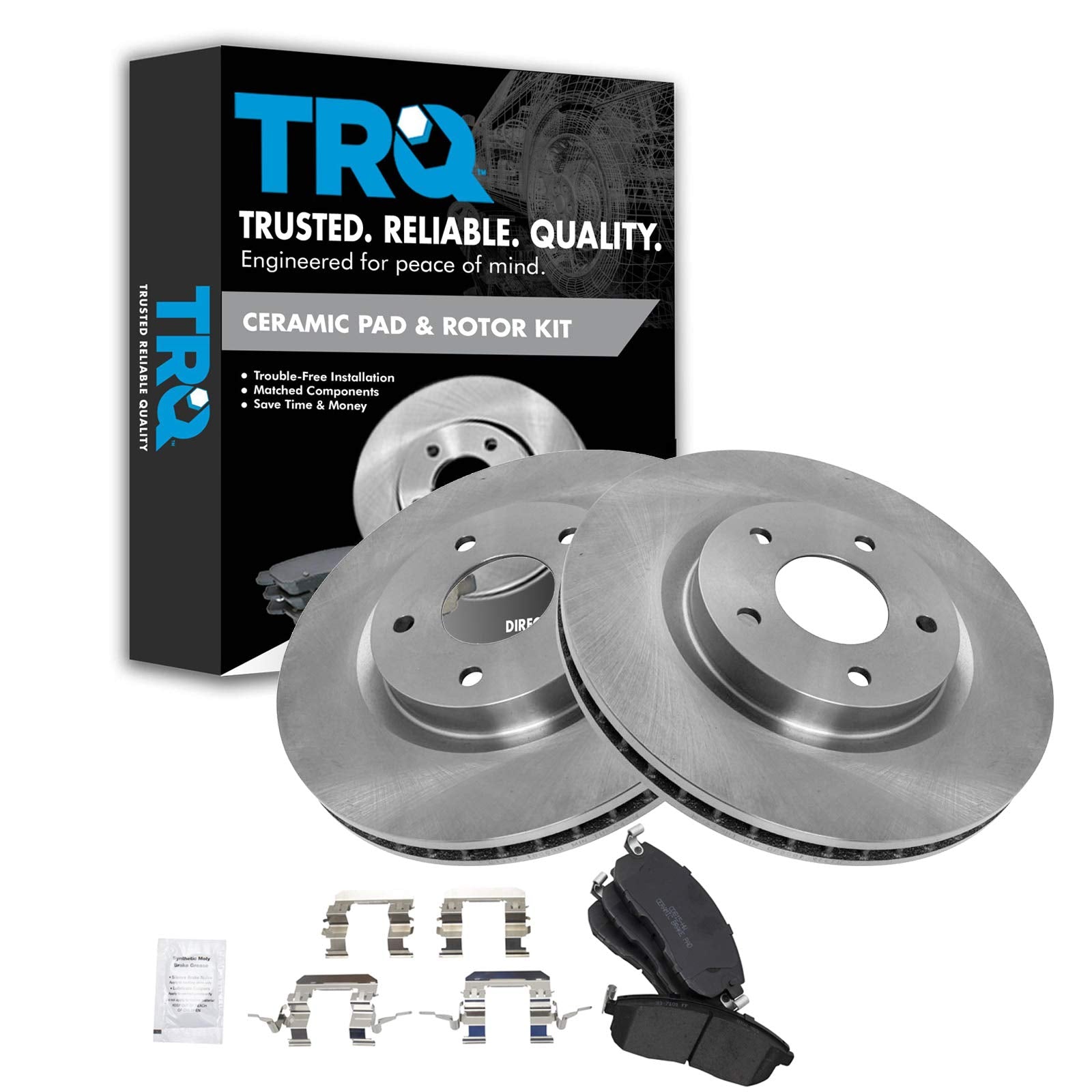 Trq Front Brake Pad & Rotor Kit Brake Pads Brake Rotor Ceramic Compatible With 2007-2012 Nissan Sentra