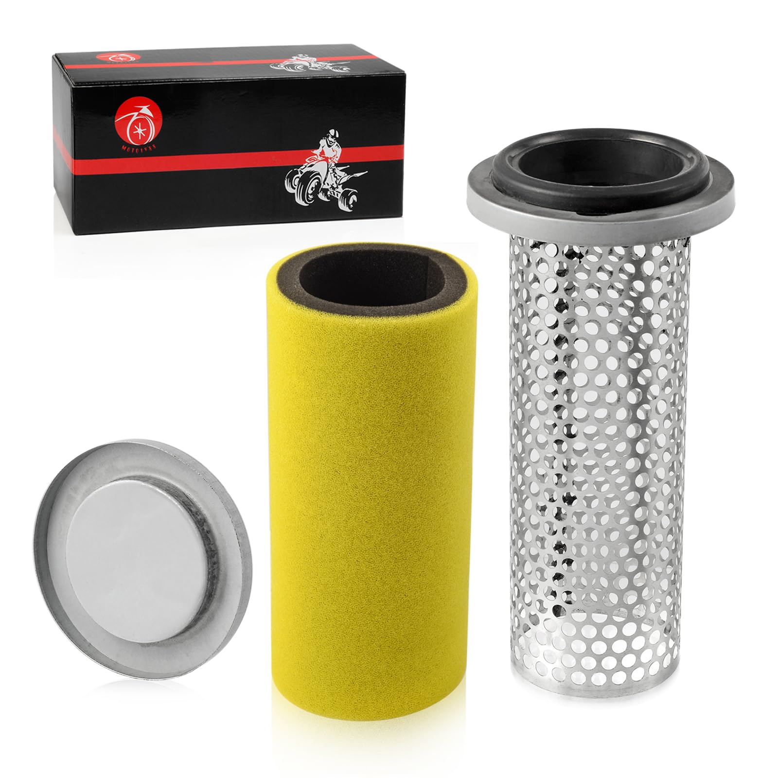 Air Filter & Guide Cage Cap Kit Compatible With Yamaha Rhino 450 660 Yxr450 Yxr660 2004-2009