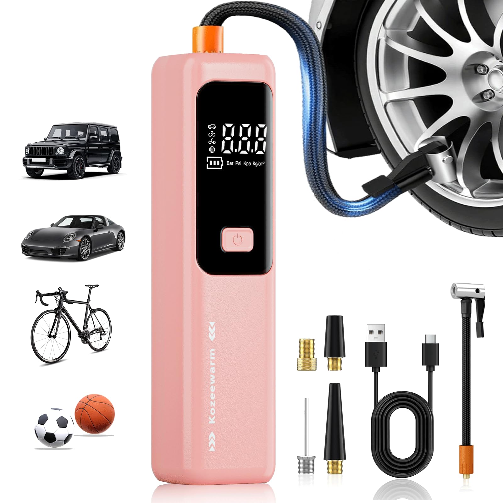 Tire Inflator Portable Air Compressor - ZGWATO Tire Air Pump with Digital Pressure Gauge, Auto Shut Off, 3X Faster Inflation, Co