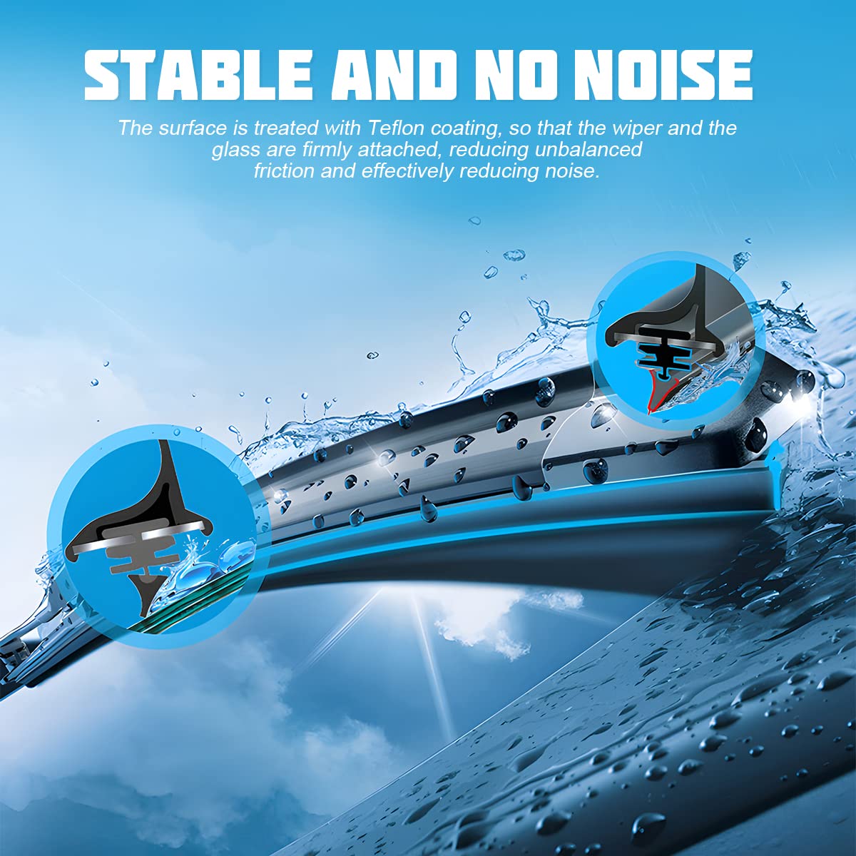 4 Pieces Car Wiper Blade Replacement Strip, 32'' Rubber Frameless Windshield Wiper Strip, DIY Adjustable Boneless Windscreen Bla