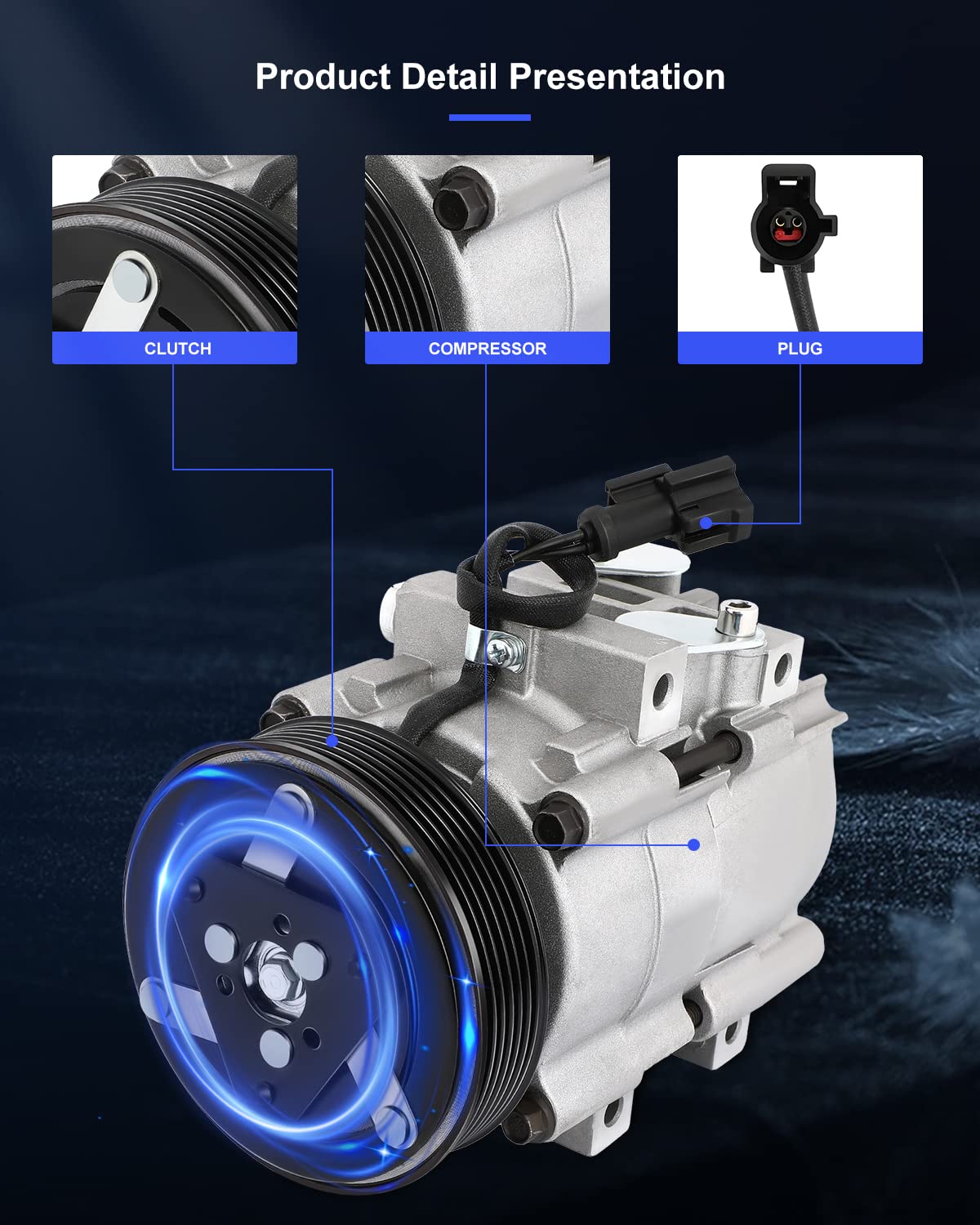 Eccpp A/C Compressor With Clutch 2005-2007 For Ford Escape For Mercury Mariner 2005-2006 For Mazda Tribute 2.3L Ac Compressor