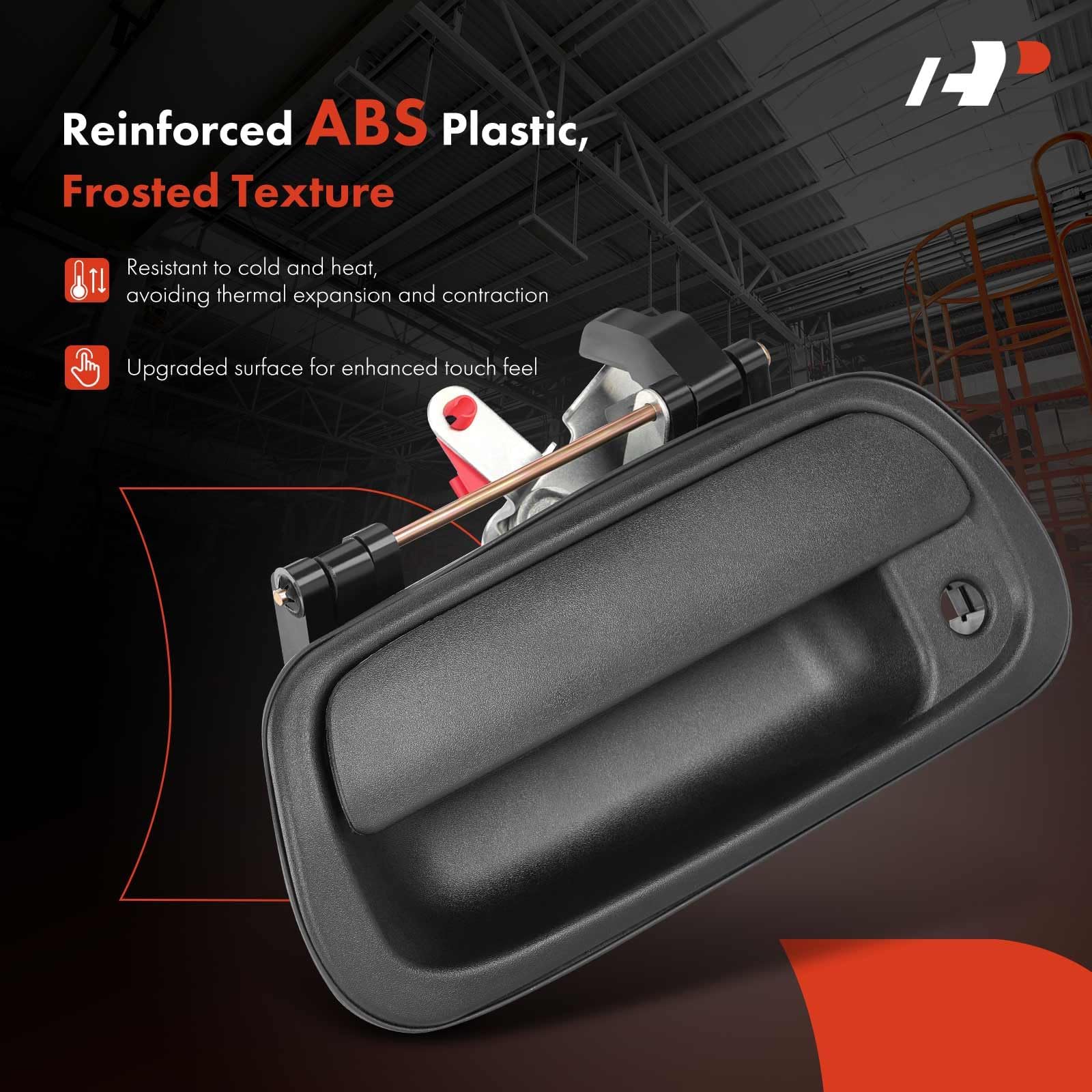 A-Premium Exterior Tailgate Handle Assembly - Compatible With Toyota Tundra 2000 2001 2002 2003 2004 2005 2006 -Textured Black, W/Keyhole, Tailgate Handle Latch - Replace Parts 69090-Oc010, To1915110