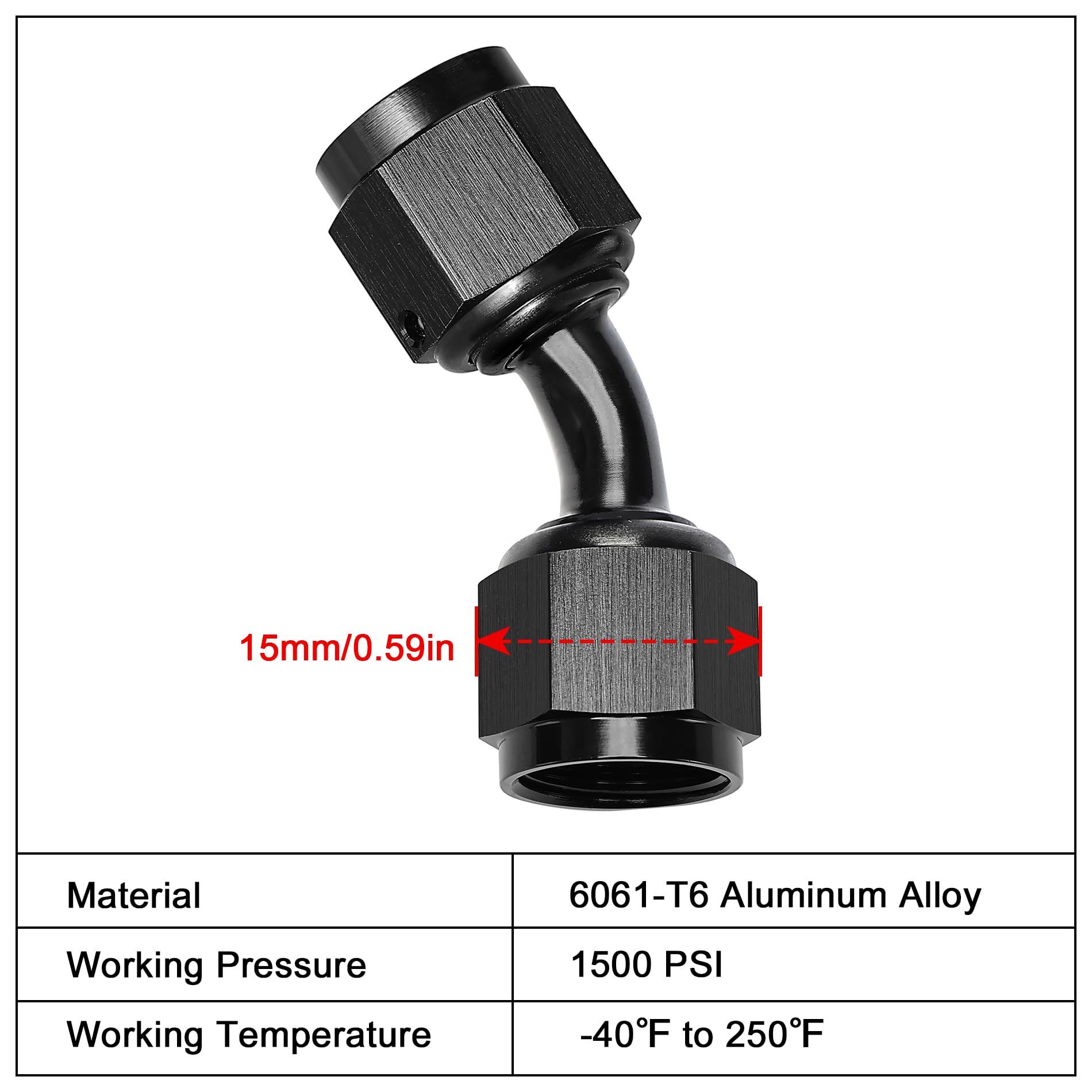 Evil Energy 4An Female To 4An Female 45 Degree Swivel Coupler Union Fitting Adapter Aluminum Black