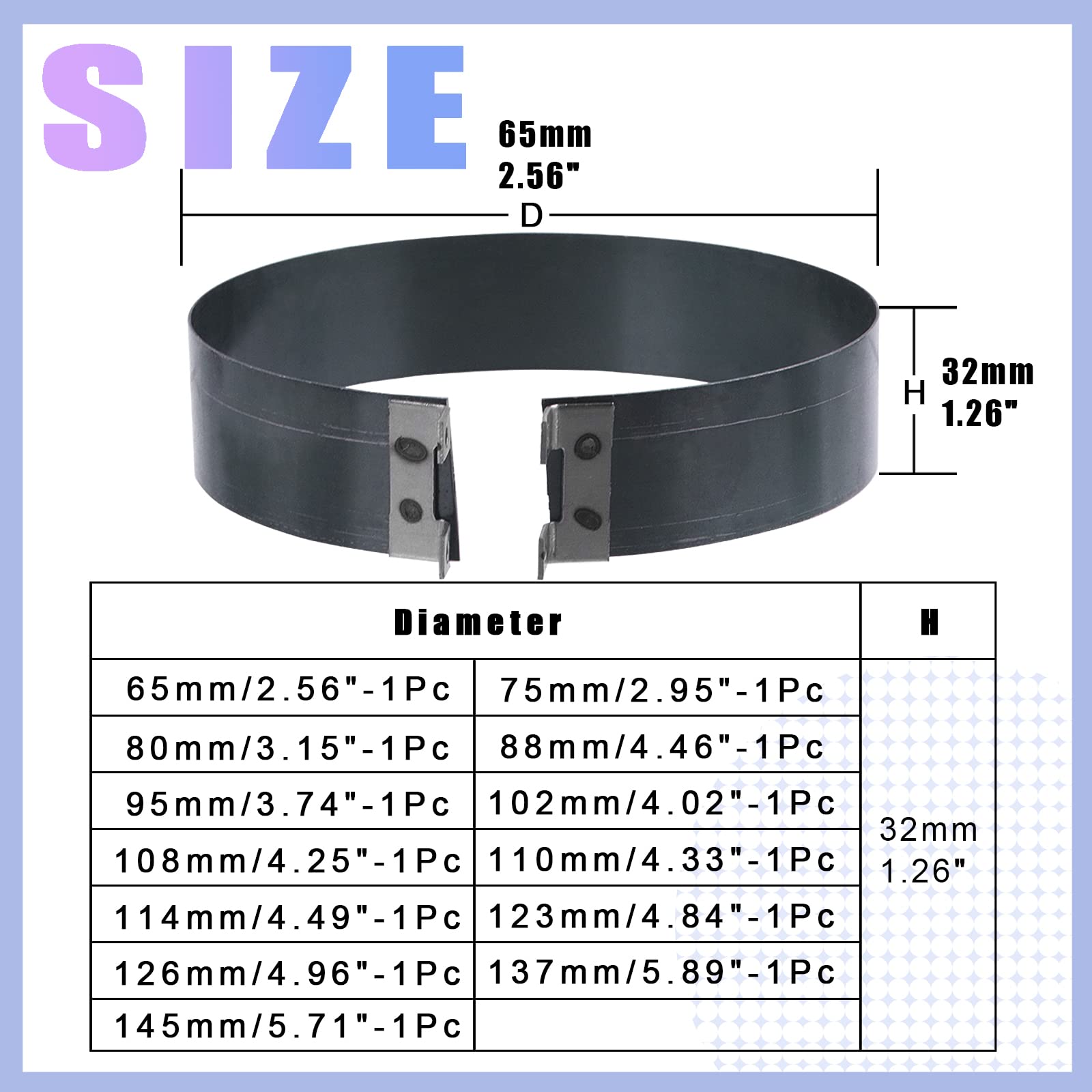 Glarks 15Pcs Auto Engine Piston Ring Compressor Tool Set Including 2Pcs Piston Ring Pliers and 14Pcs Piston Rings (62-145mm/2.44