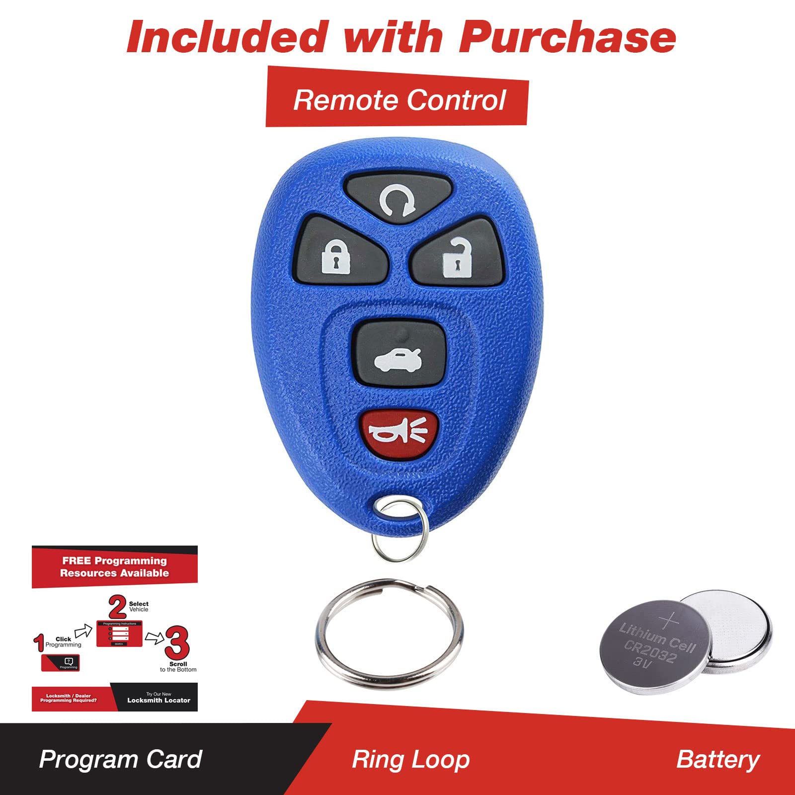 Keylessoption Keyless Entry Remote Start Control Car Key Fob Replacement For 22733524-Blue