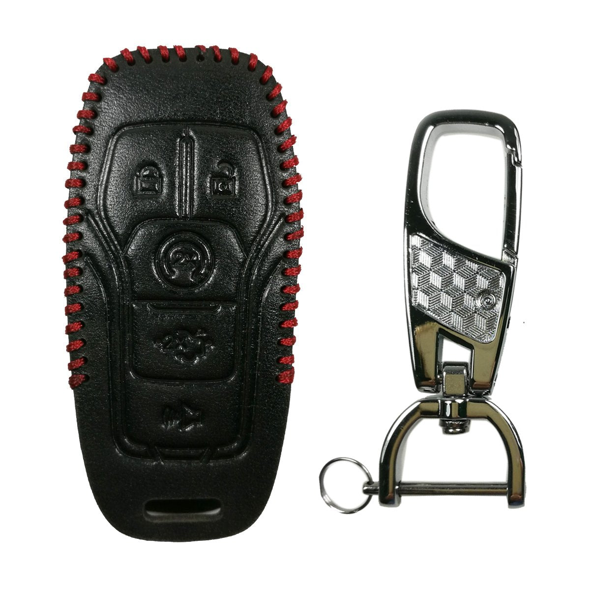 Coolbestda Leather Key Fob Cover Case Remote Keyless Entry Holder Skin Jacket For 2015 2016 2017 Ford Explorer Edge Mustang F-150 Fusion Lincoln Mkz Mkc M3N-A2C31243300