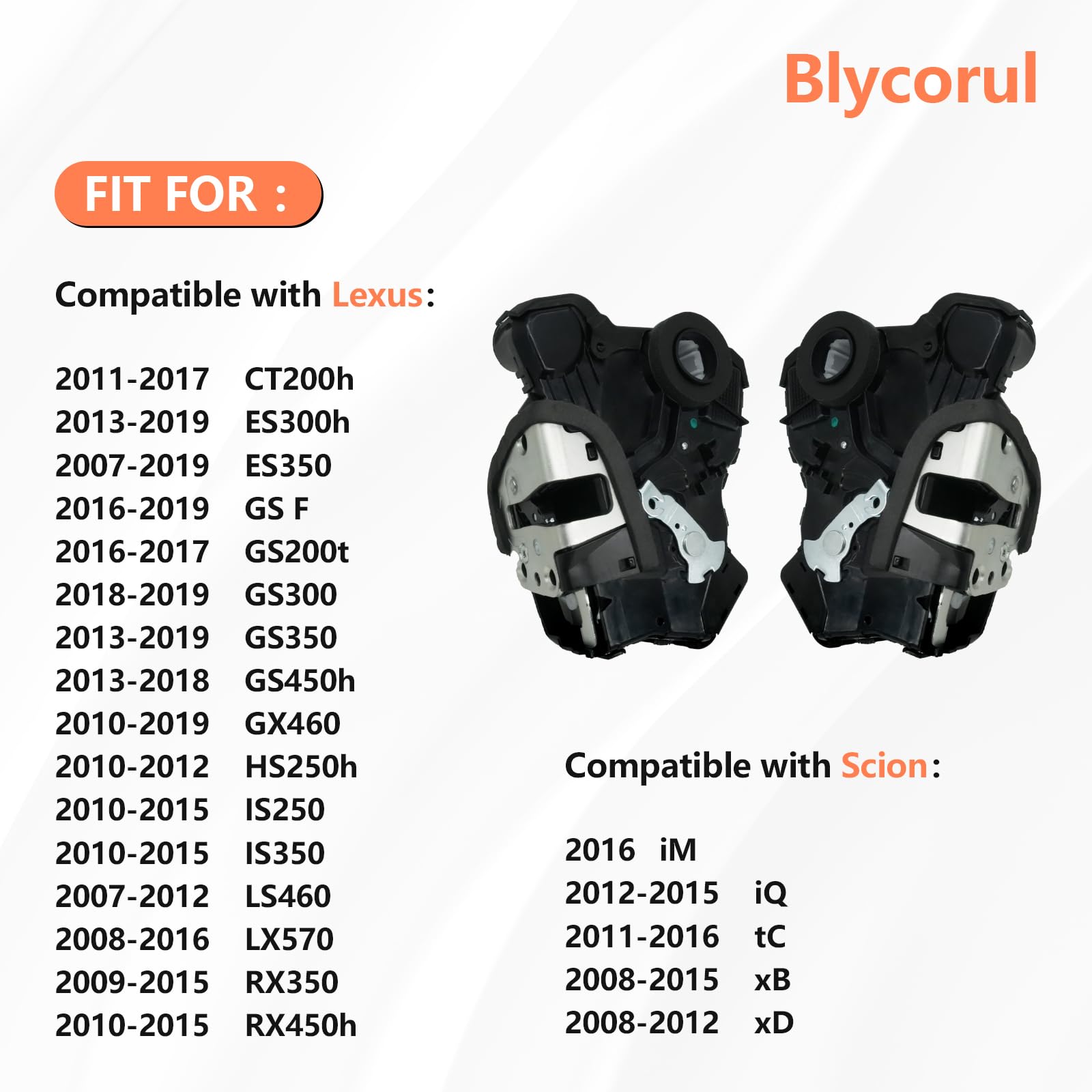 Blycorul 2Pcs Front Door Lock Actuator Motor Compatible with Tundra, Camry, 4Runner, Rav4, Lexus RX350 RX450h, Scion tC xB xD |