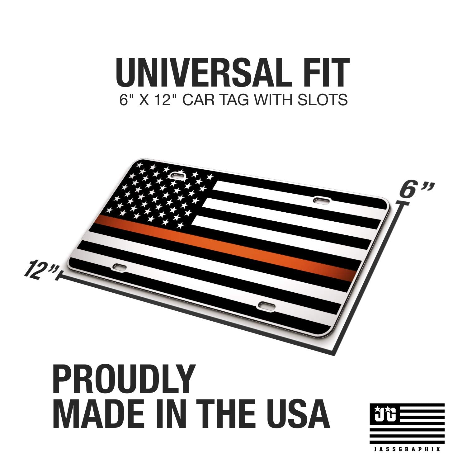 Jass Graphix Sar Ems Thin Orange Line American Flag License Plate Search And Rescue Matte Black On 1/8 '' White Aluminum Composi