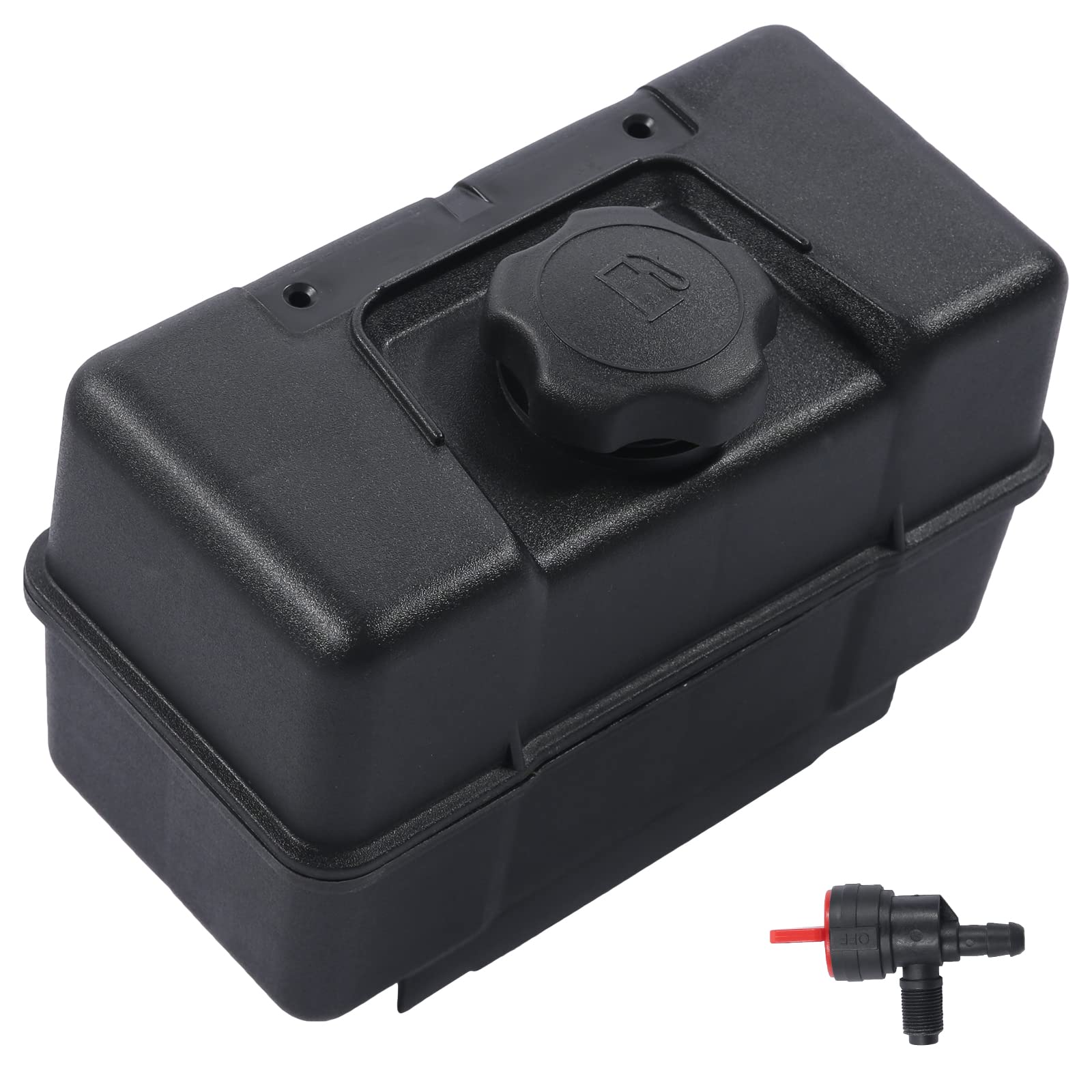 Misakomo 691993 Fuel Tank - 4 Quart Plastic Gas Tank With Shut Off Valve And Cap - Fuel Gas Tank Compatible With Lawn And Garden